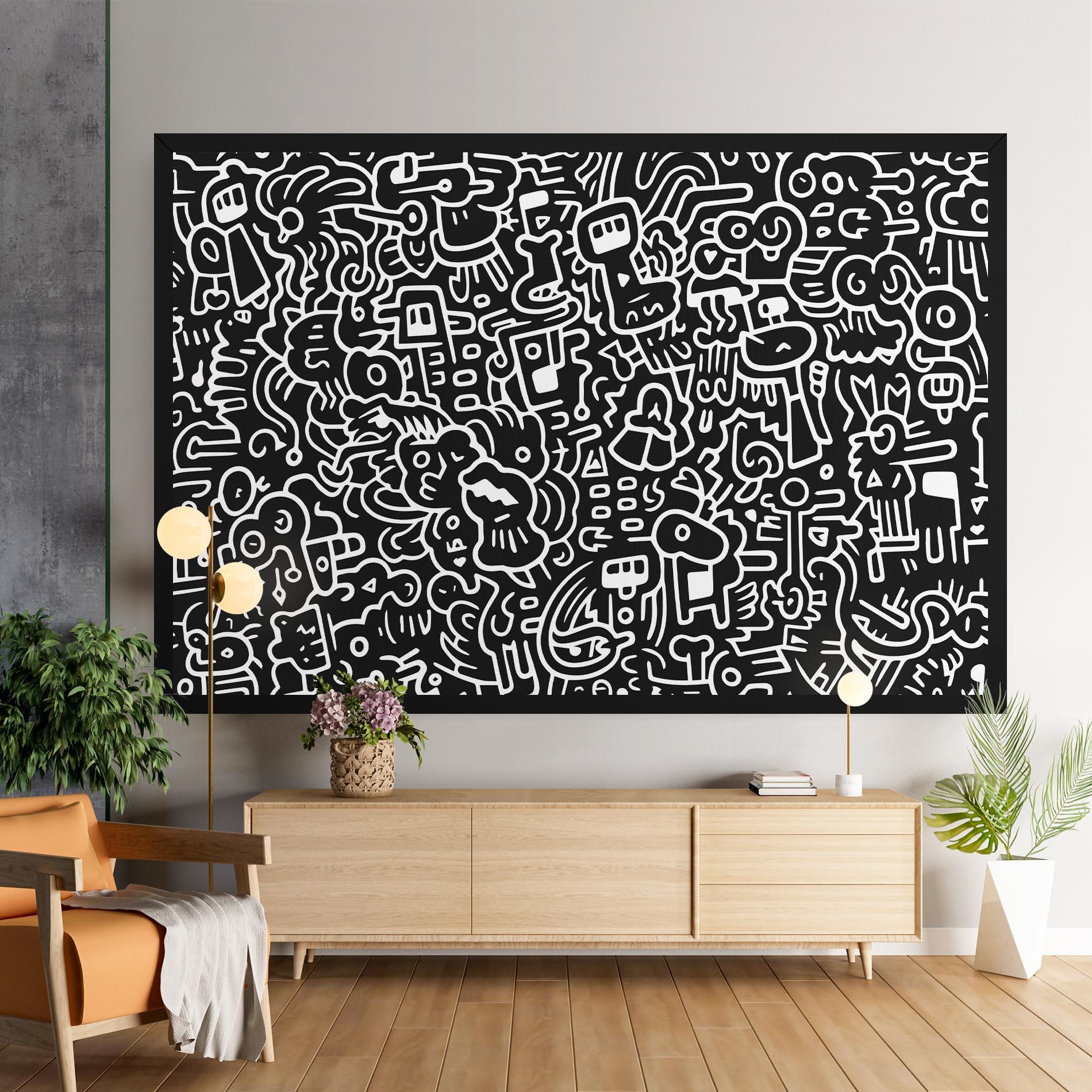 Leinwandbild White Line Doodle mockup 9