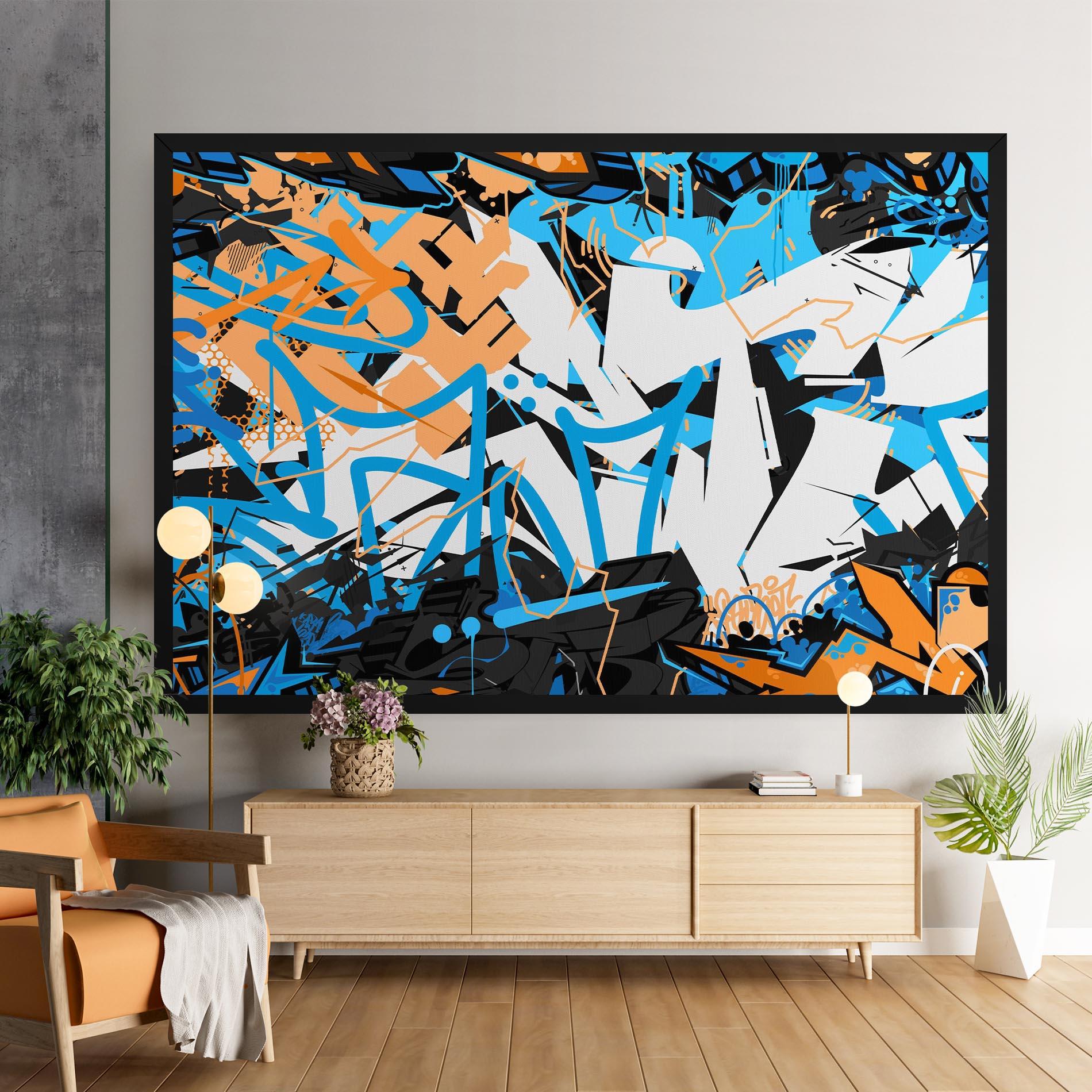Leinwandbild White Orange Graffiti mockup 9