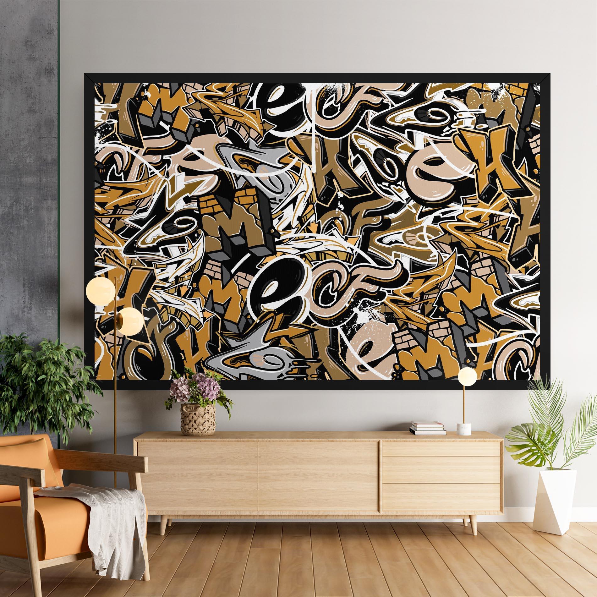 Leinwandbild Yellow White Graffiti mockup 9