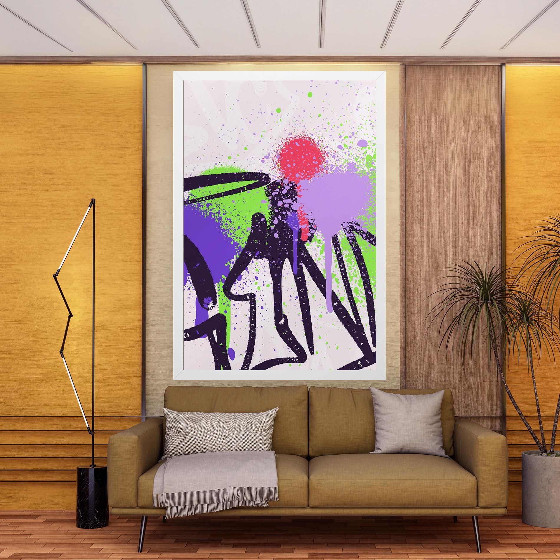 Leinwandbild Green Purple Graffiti mockup 9