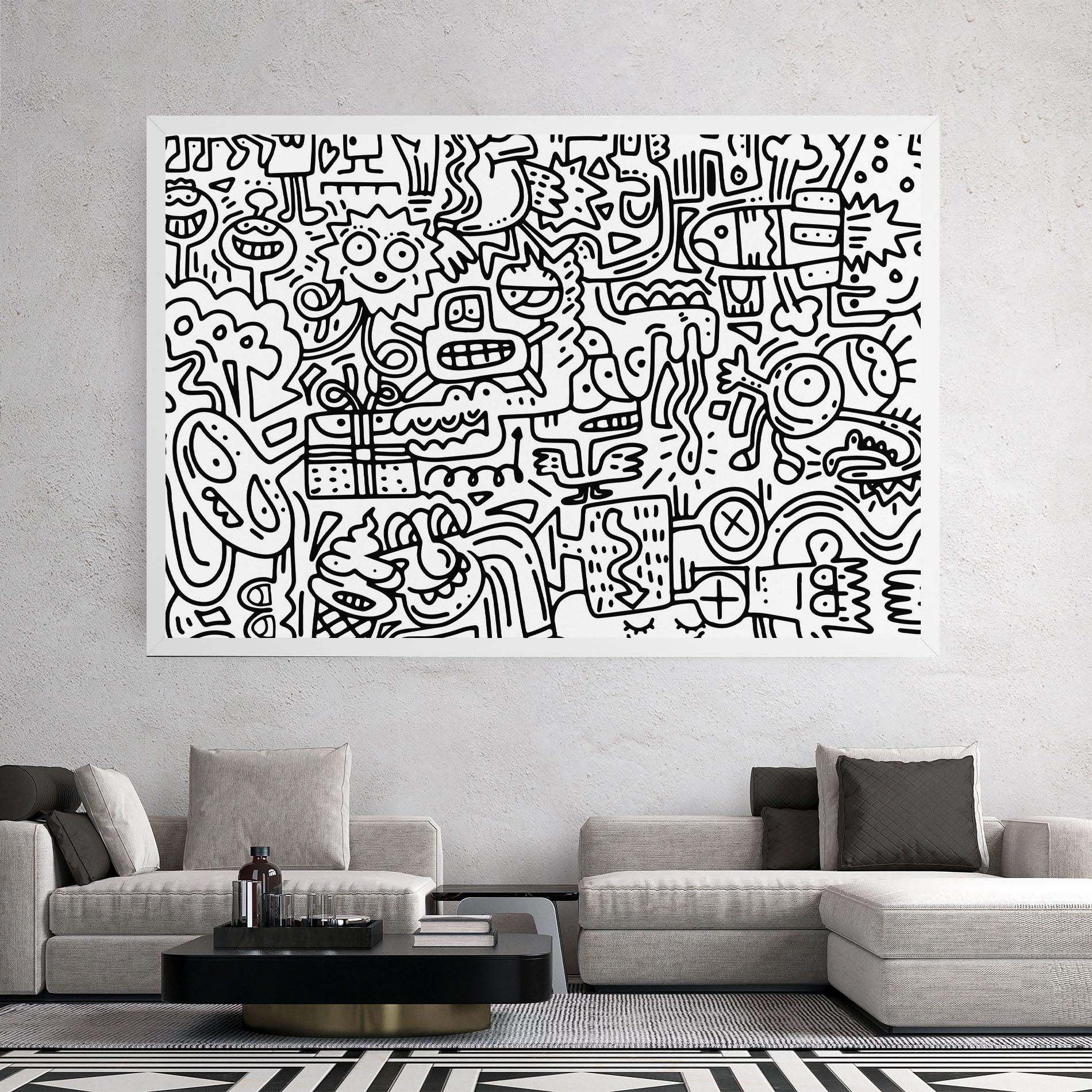 Leinwandbild Doodle Black Line mockup 2