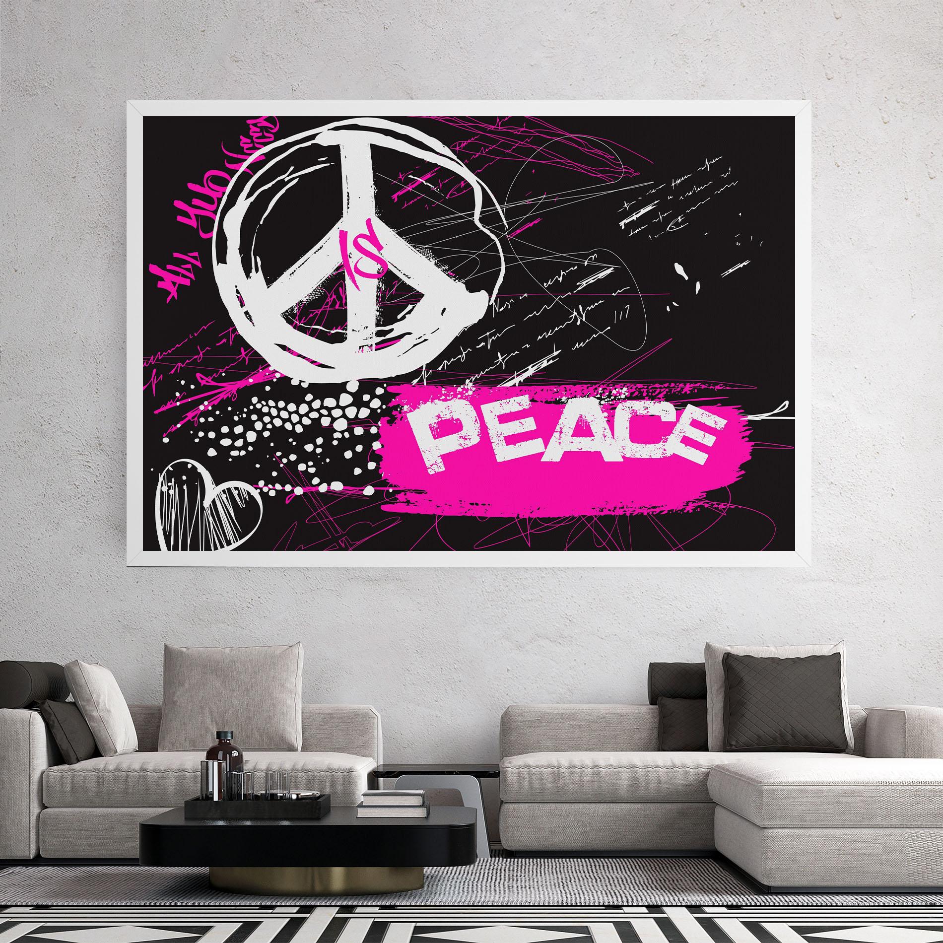 Leinwandbild Graffiti Pink Peace mockup 2