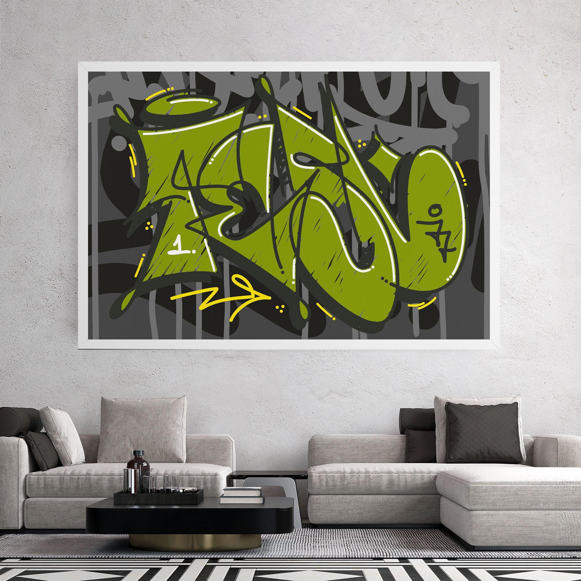 Leinwandbild Green Grey Graffti mockup 2