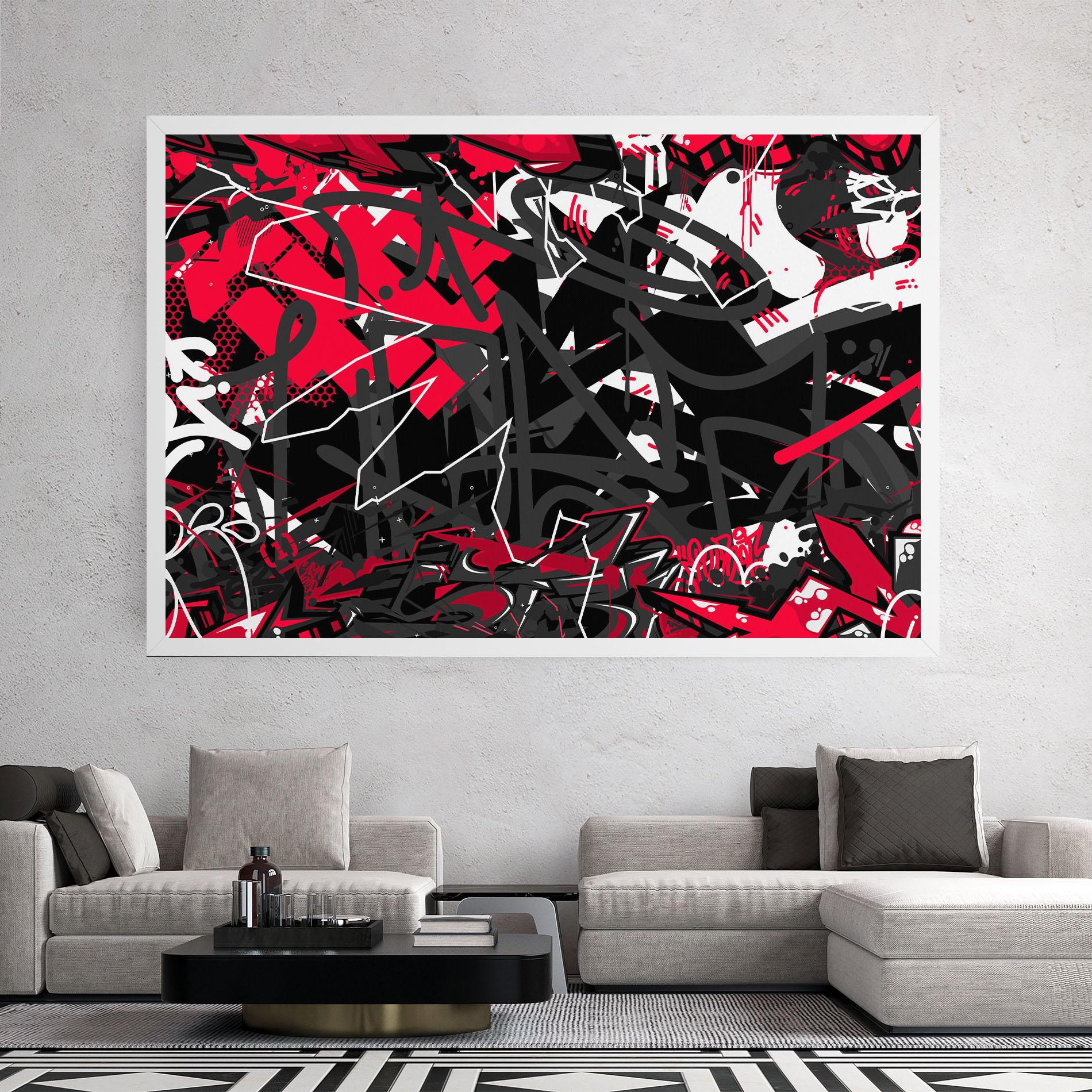 Leinwandbild Grey Red Graffiti mockup 2