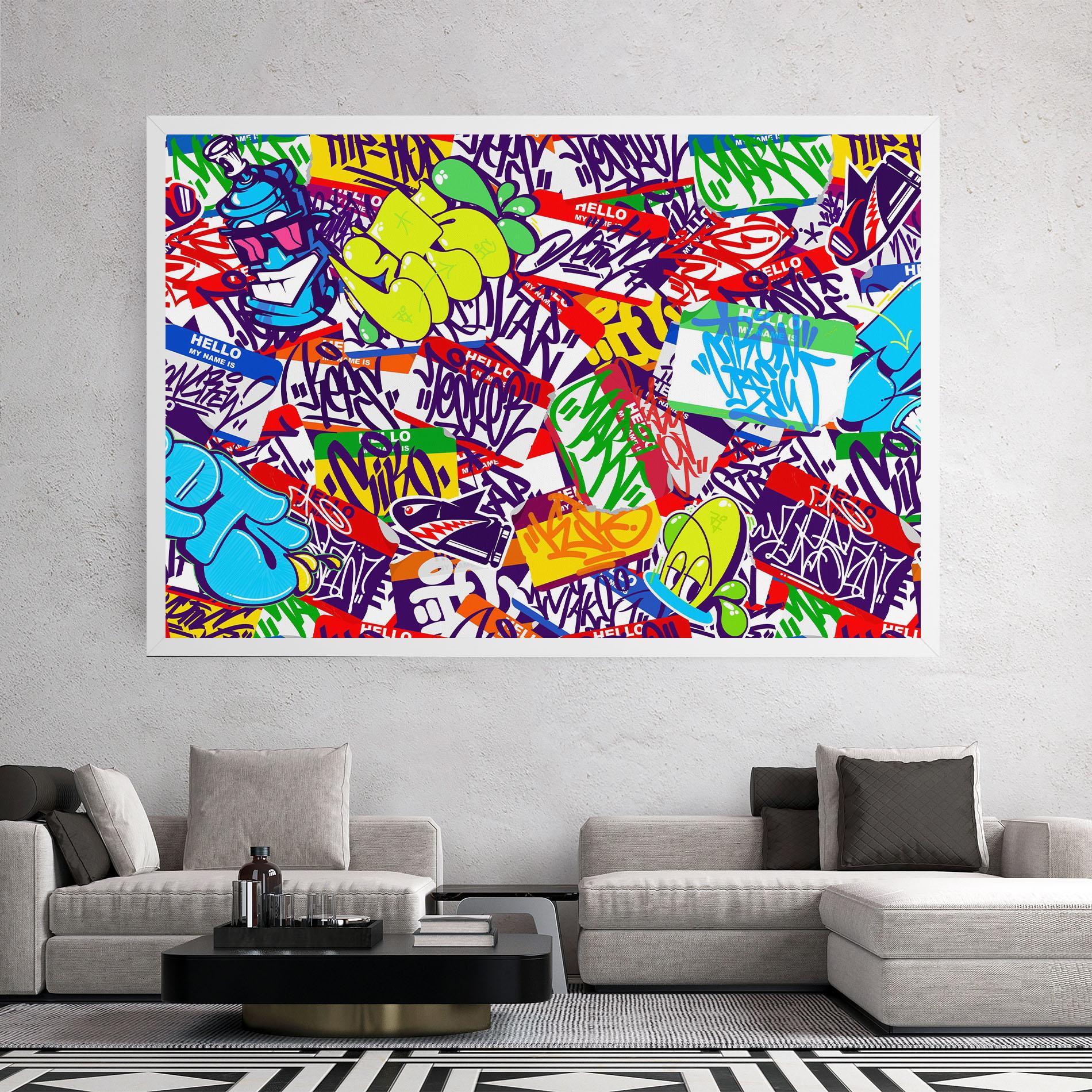 Leinwandbild Hello Graffiti Name mockup 2