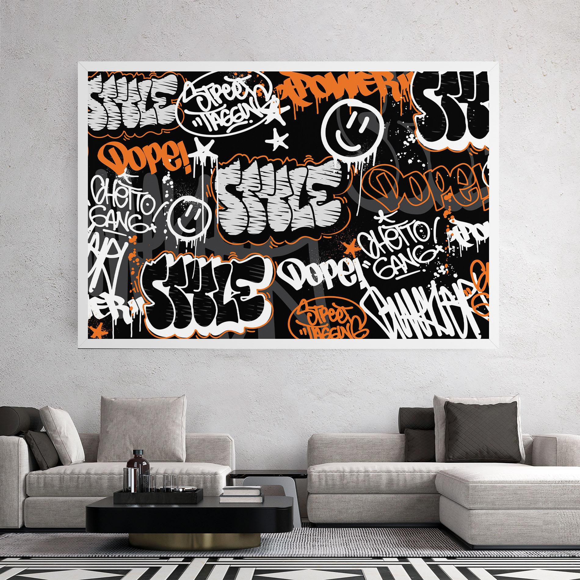 Leinwandbild Orange Black Graffiti mockup 2