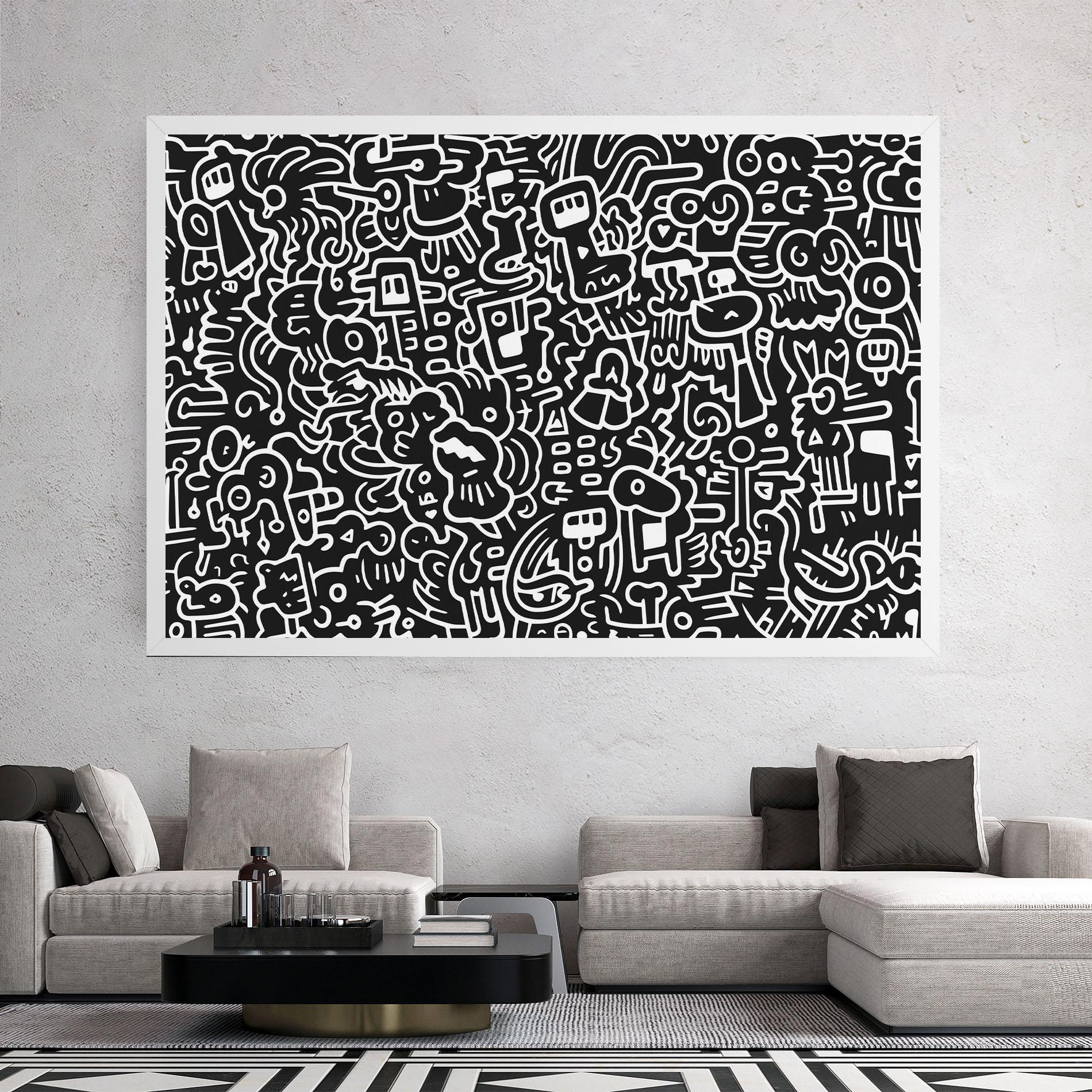 Leinwandbild White Line Doodle mockup 2