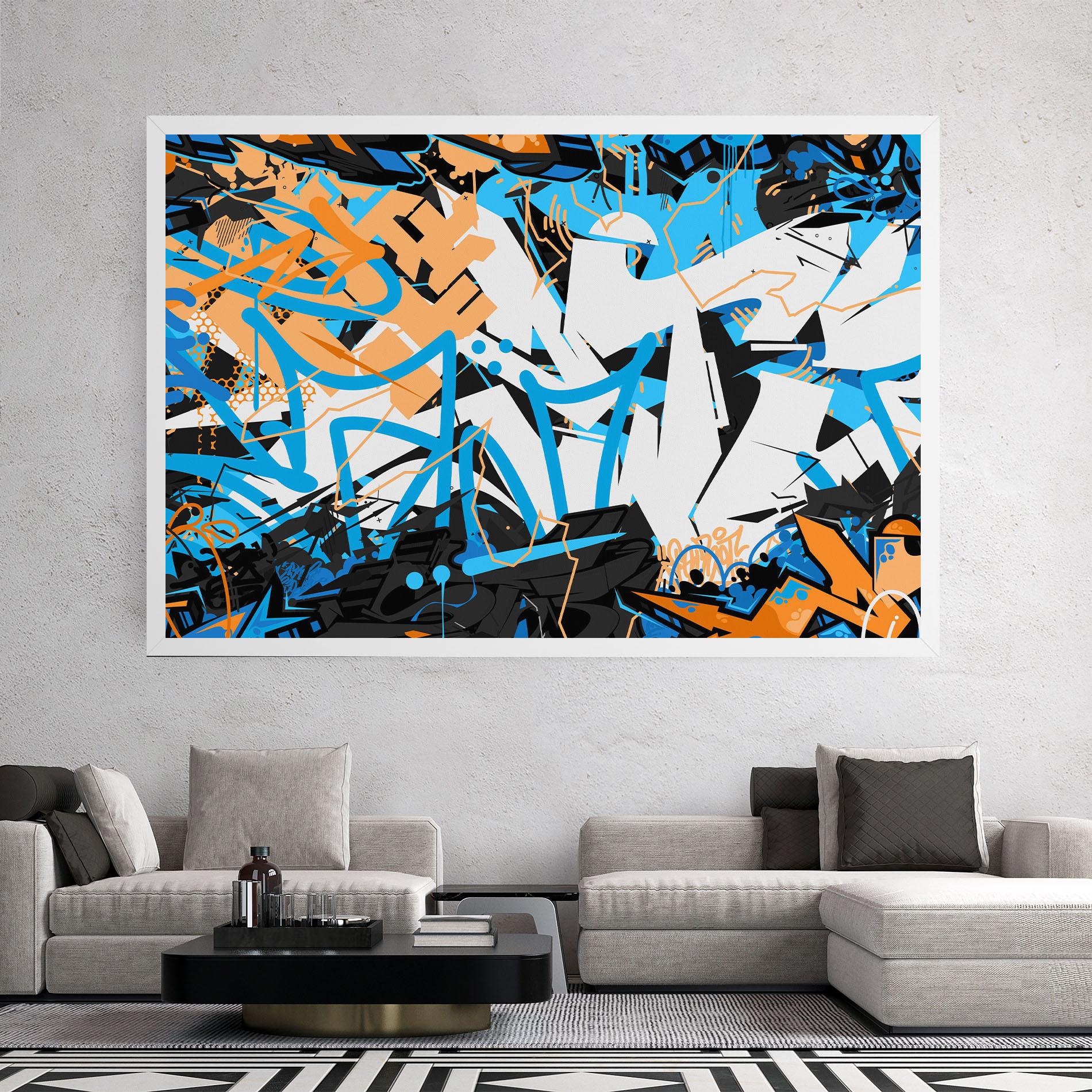 Leinwandbild White Orange Graffiti mockup 2