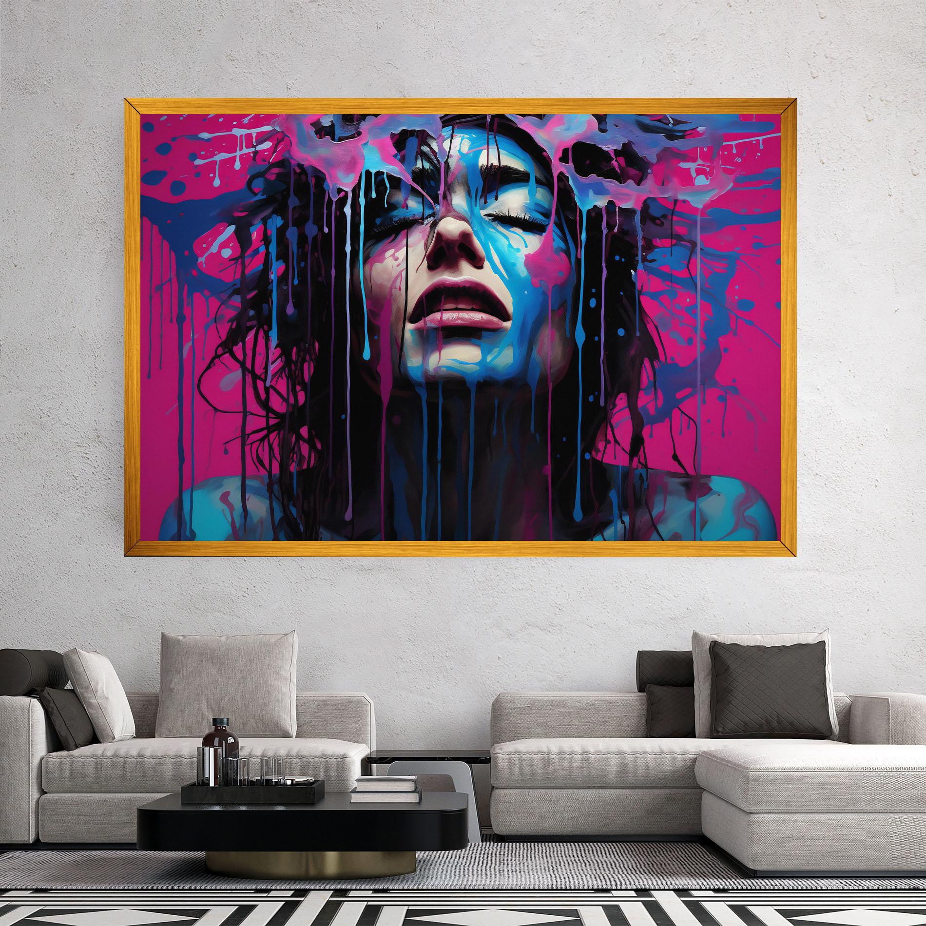 Leinwandbild Blue Pink Woman mockup 2