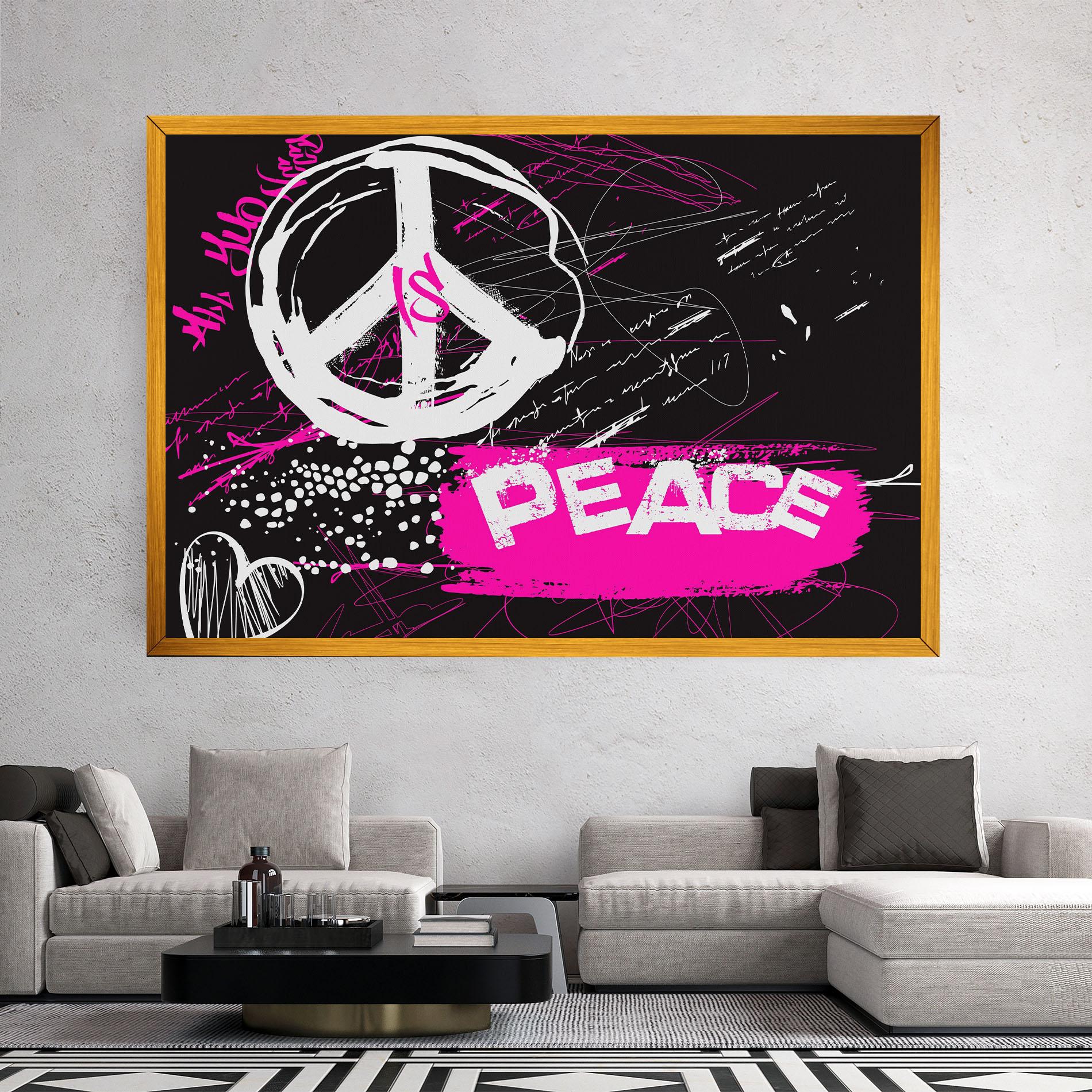 Leinwandbild Graffiti Pink Peace mockup 2