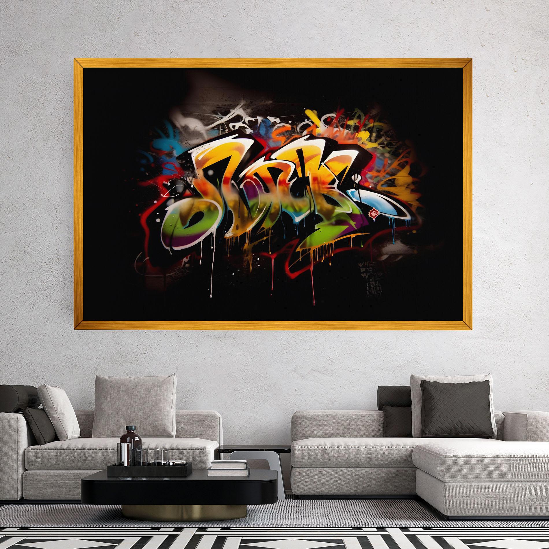 Leinwandbild Graffiti Style Wall mockup 2