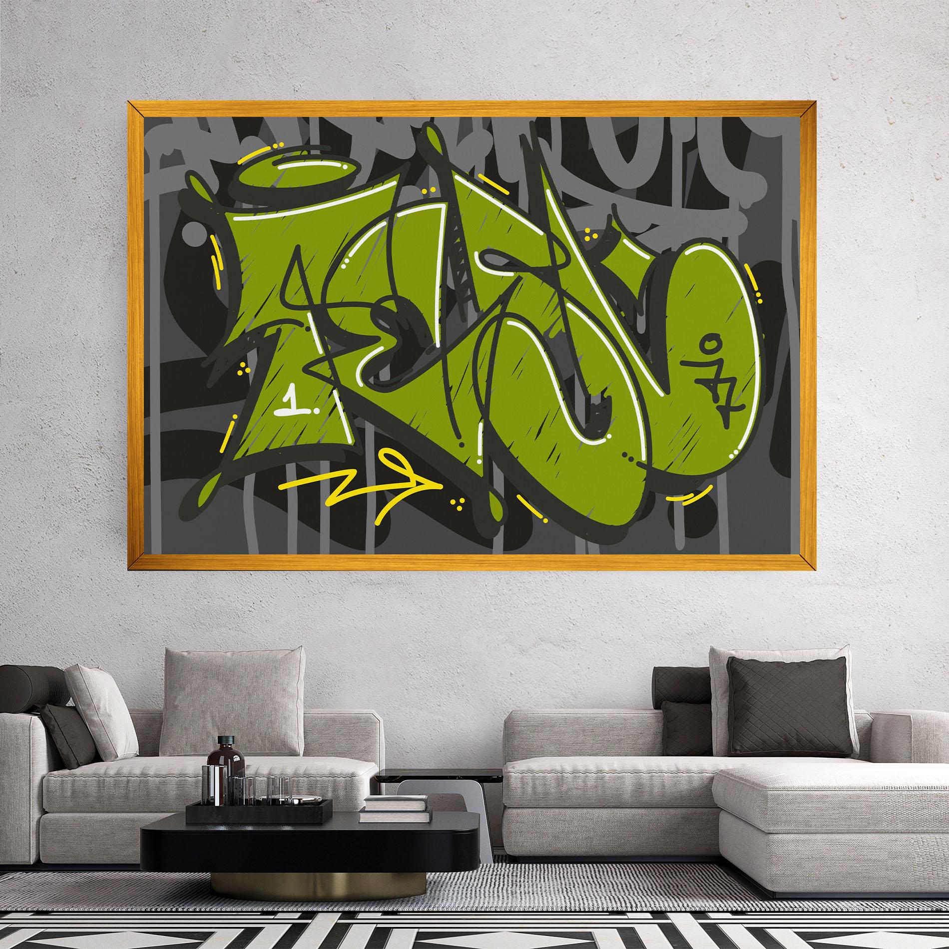 Leinwandbild Green Grey Graffti mockup 2