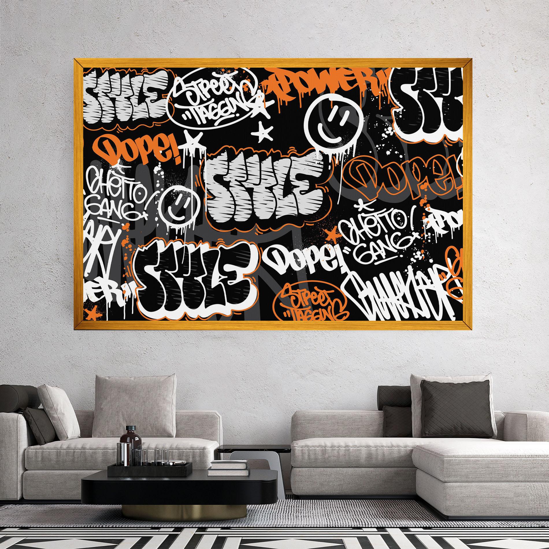 Leinwandbild Orange Black Graffiti mockup 2