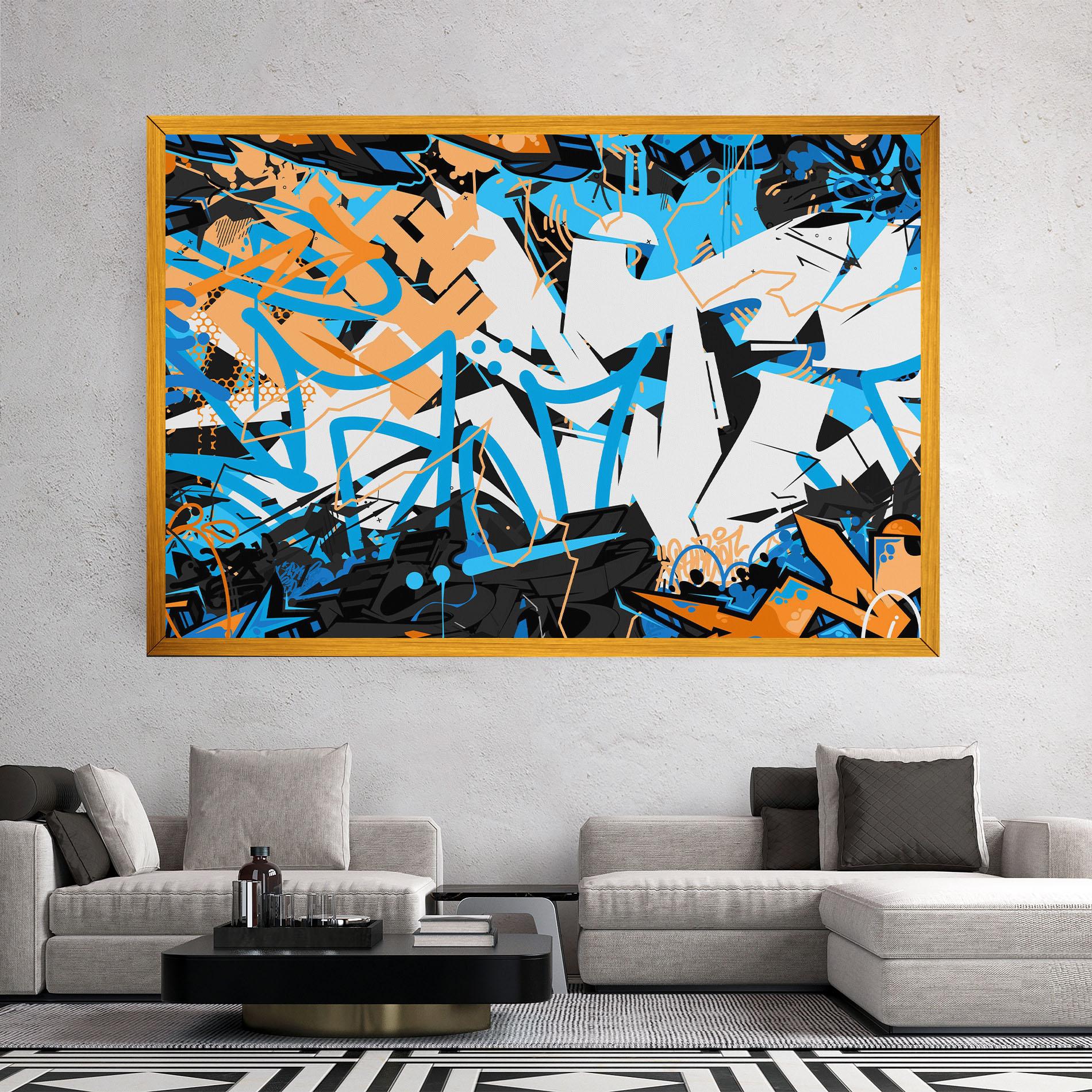 Leinwandbild White Orange Graffiti mockup 2