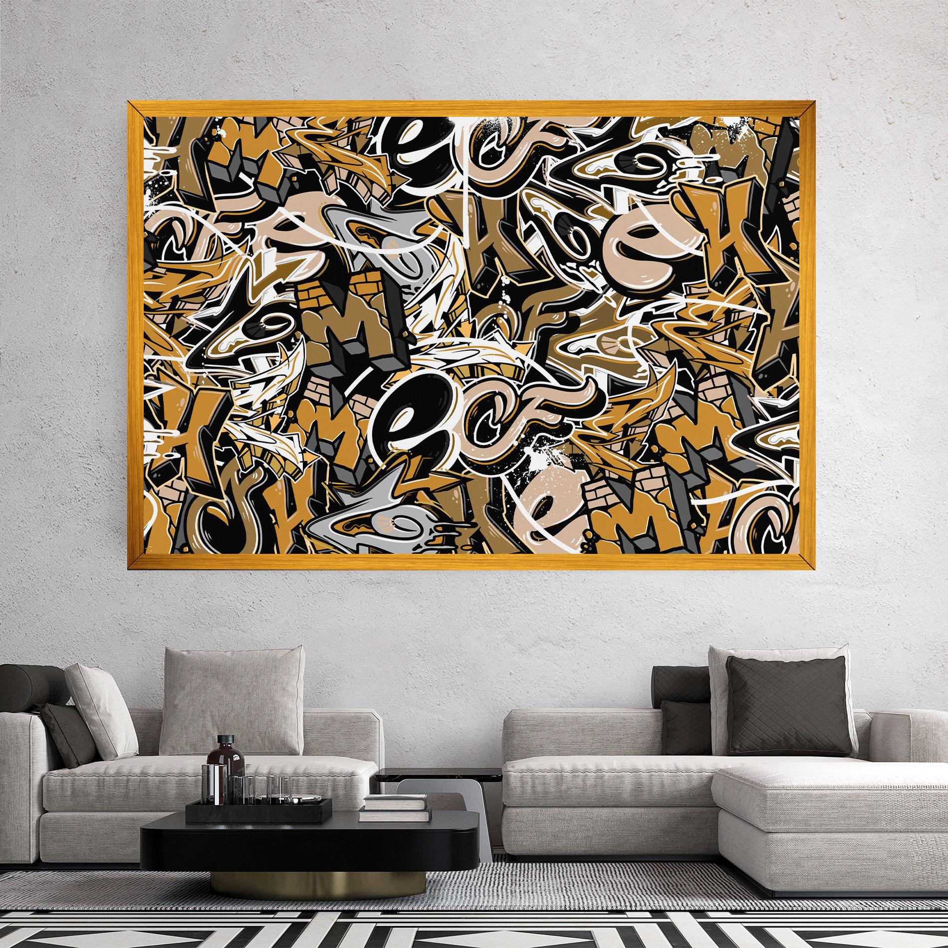 Leinwandbild Yellow White Graffiti mockup 2