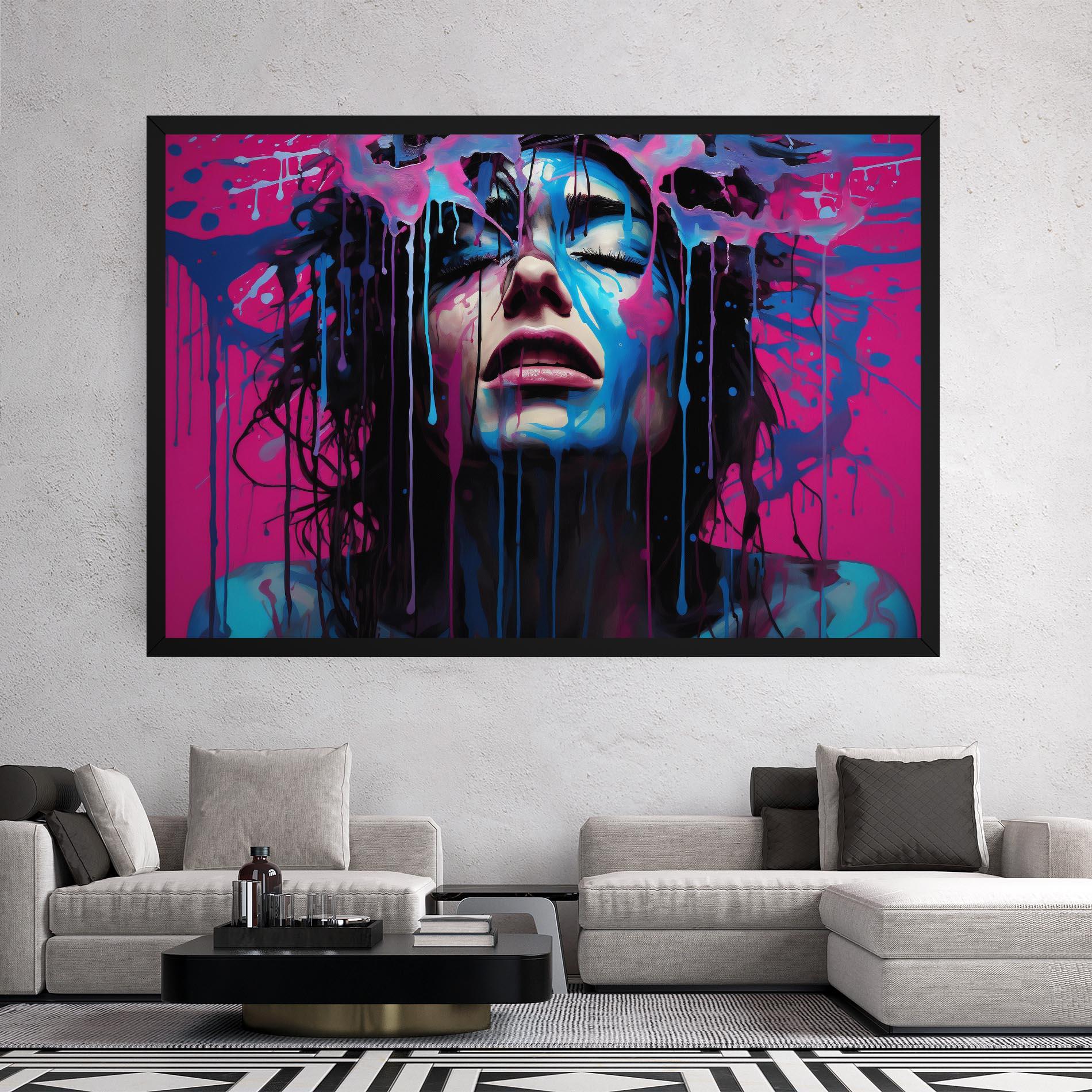 Leinwandbild Blue Pink Woman mockup 2