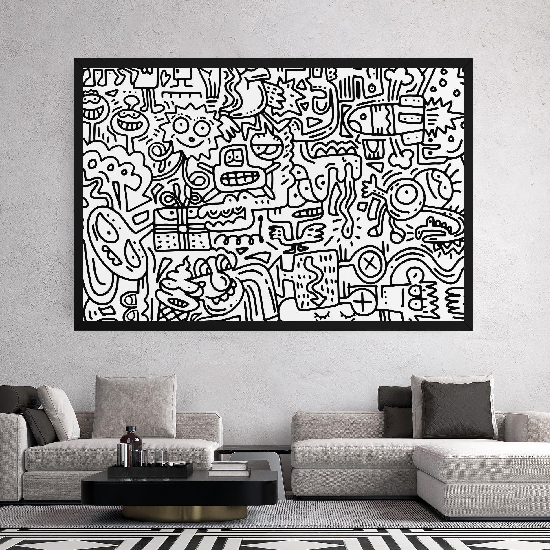 Leinwandbild Doodle Black Line mockup 2