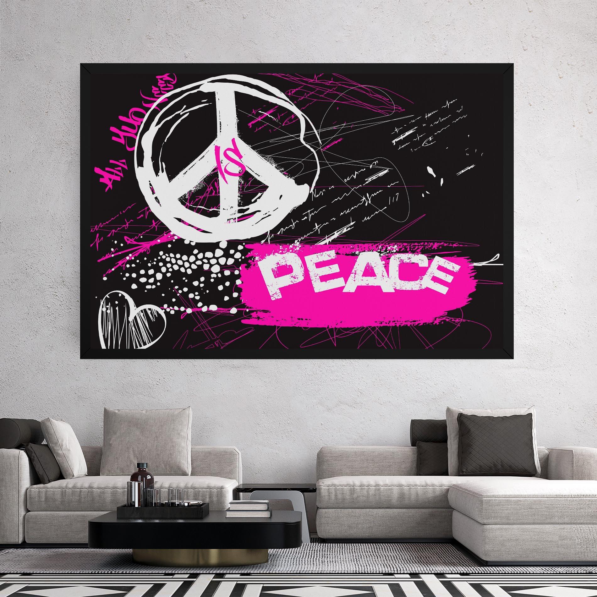 Leinwandbild Graffiti Pink Peace mockup 2