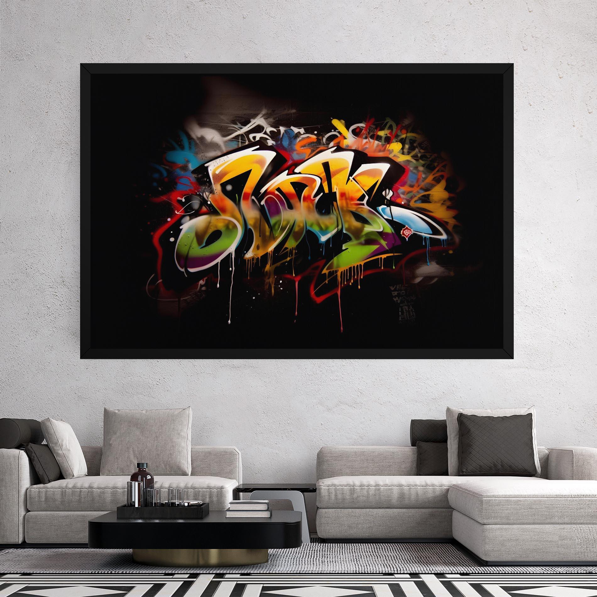 Leinwandbild Graffiti Style Wall mockup 2