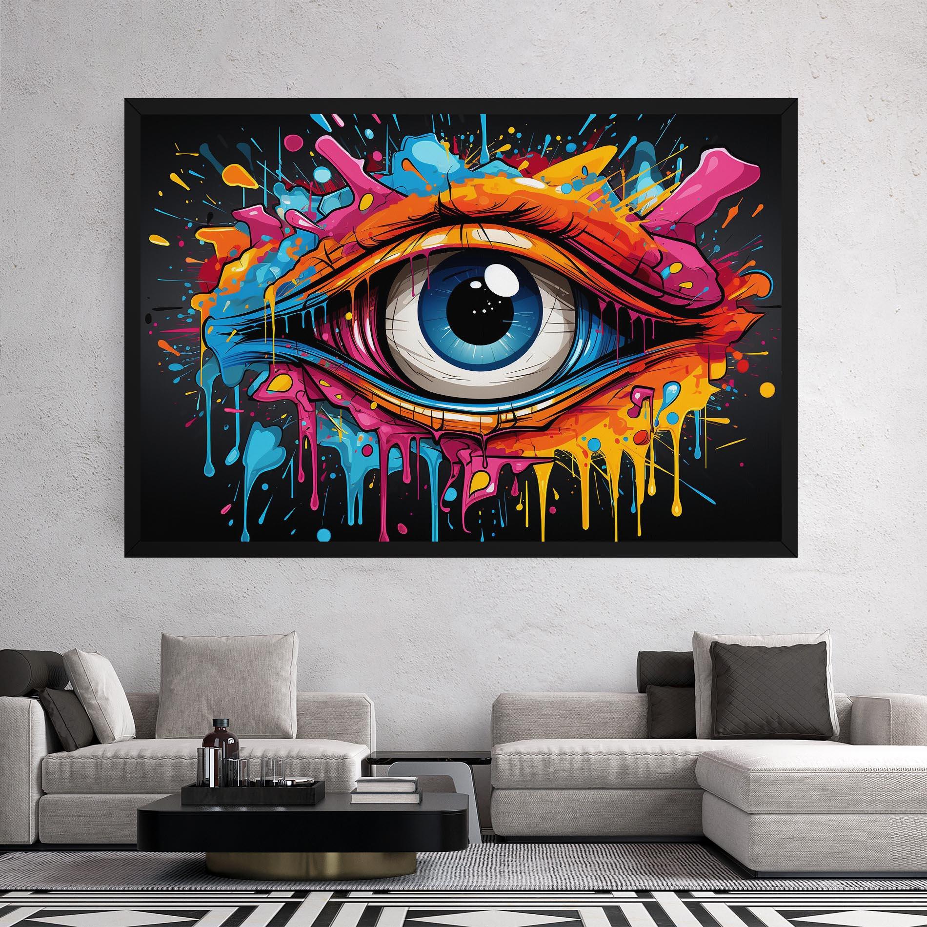 Leinwandbild Graffitistyle Eye mockup 2