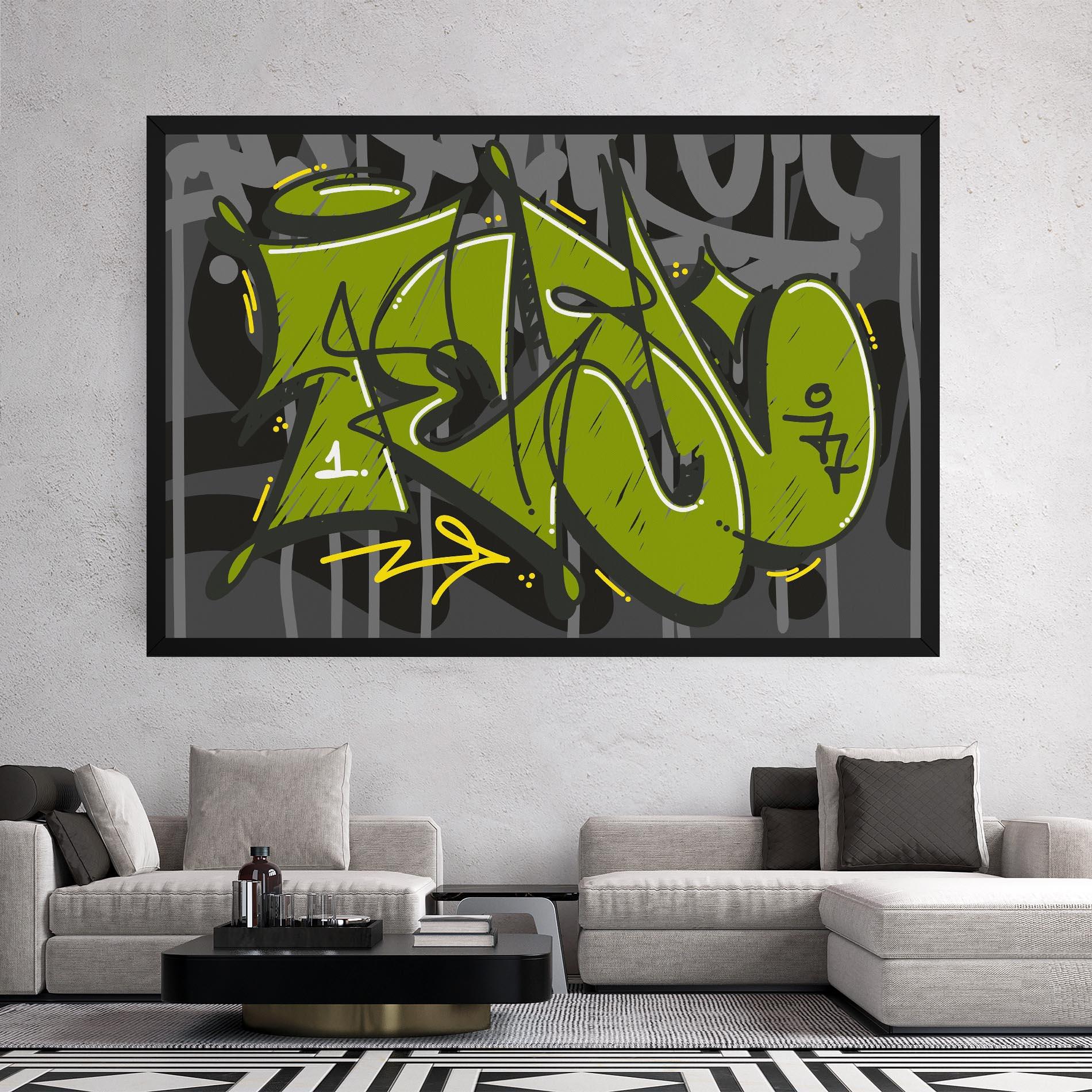 Leinwandbild Green Grey Graffti mockup 2