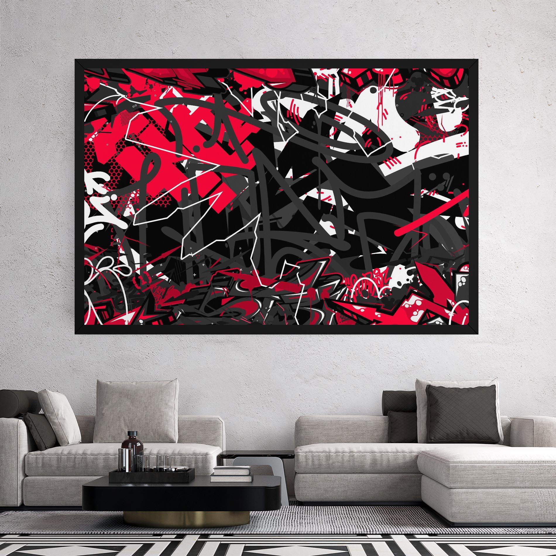 Leinwandbild Grey Red Graffiti mockup 2