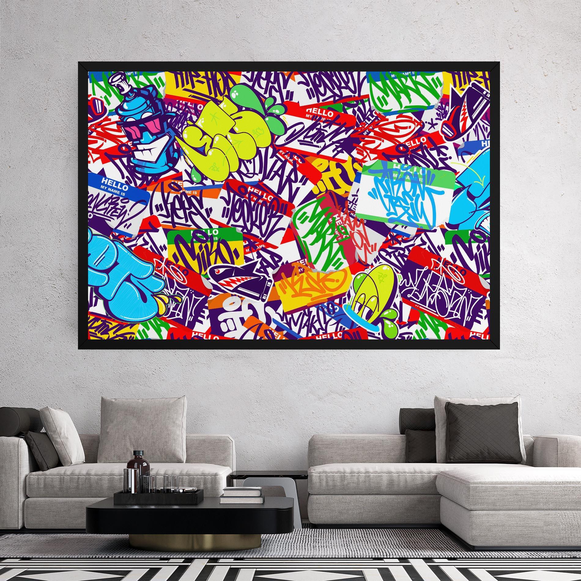 Leinwandbild Hello Graffiti Name mockup 2