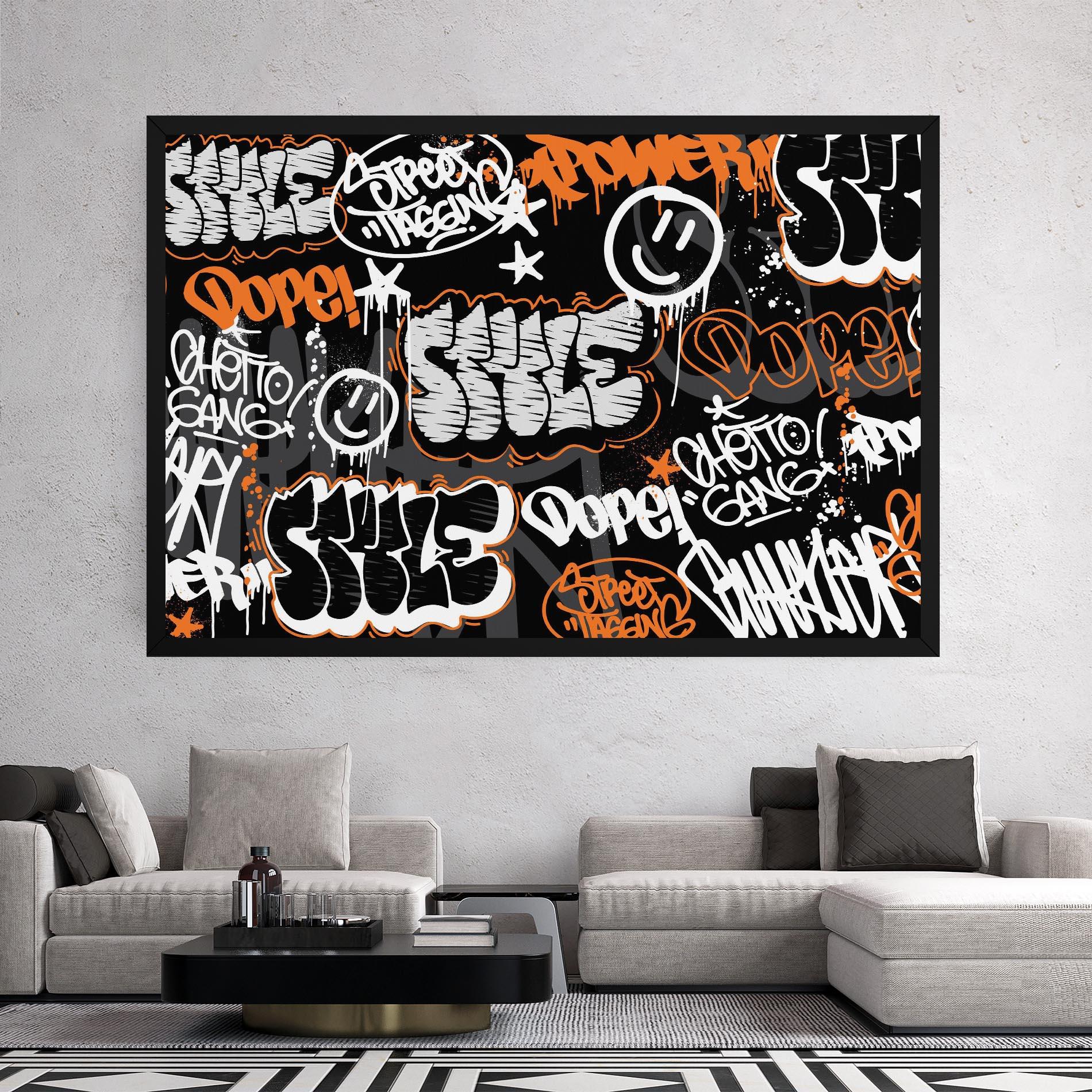 Leinwandbild Orange Black Graffiti mockup 2