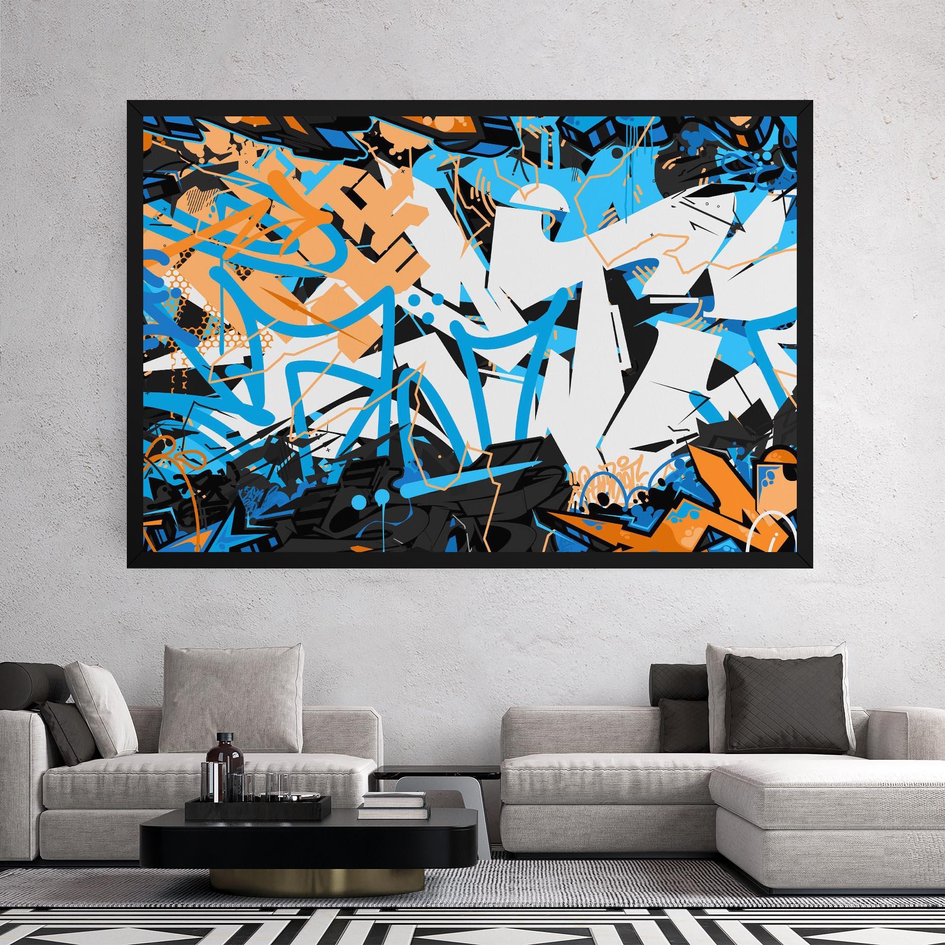 Leinwandbild White Orange Graffiti mockup 2