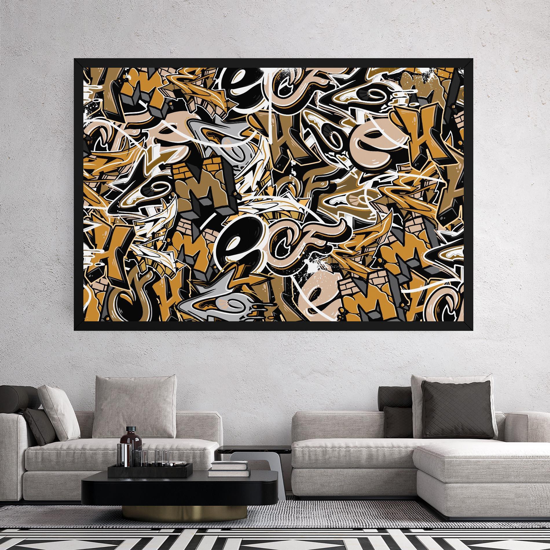 Leinwandbild Yellow White Graffiti mockup 2