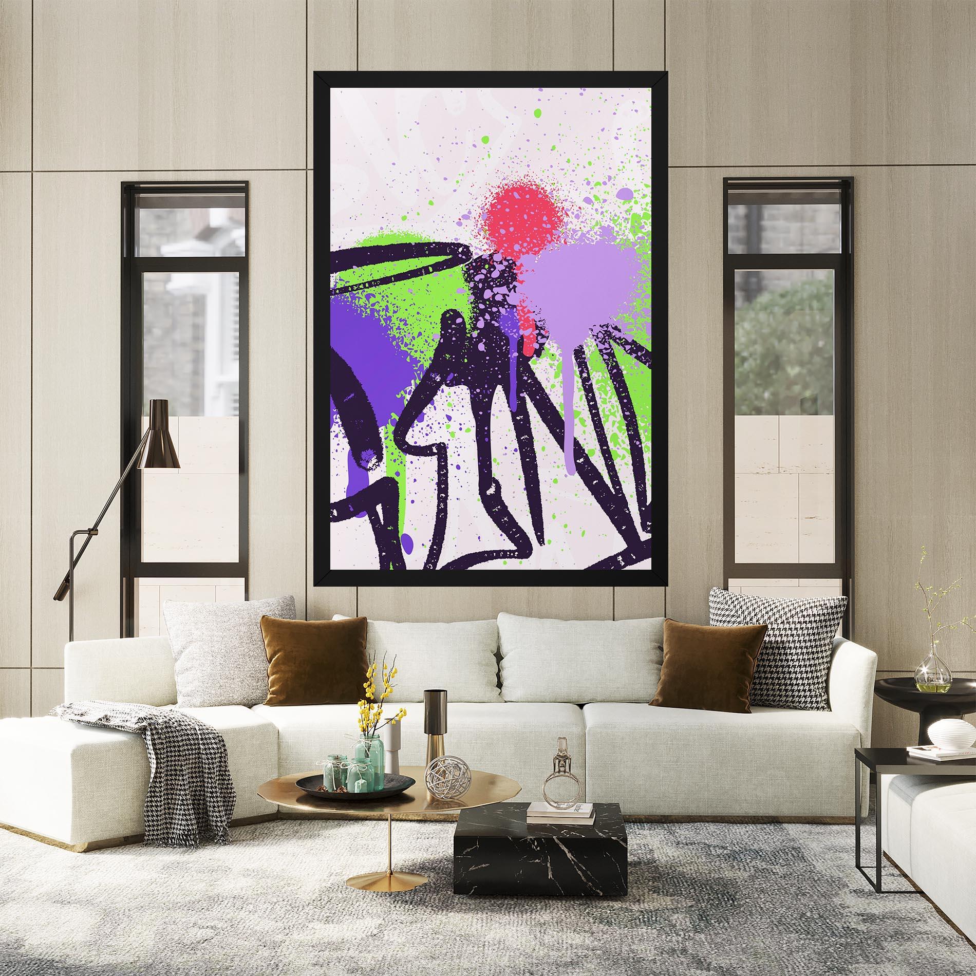 Leinwandbild Green Purple Graffiti mockup 2