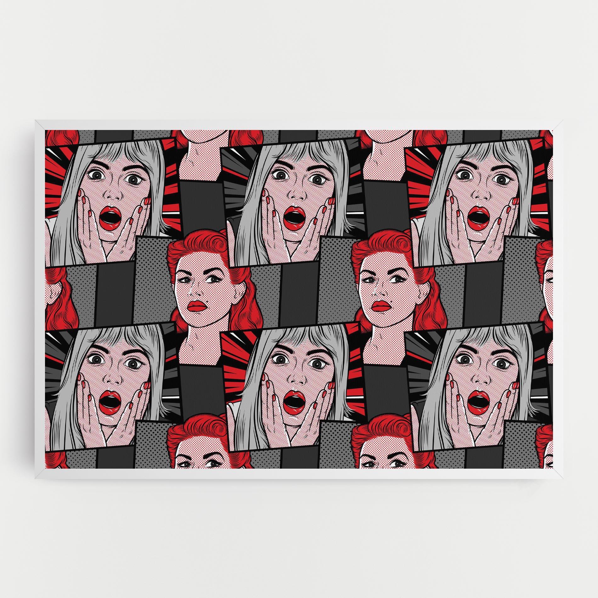 Leinwandbild Grey Red Pop Art mockup 0