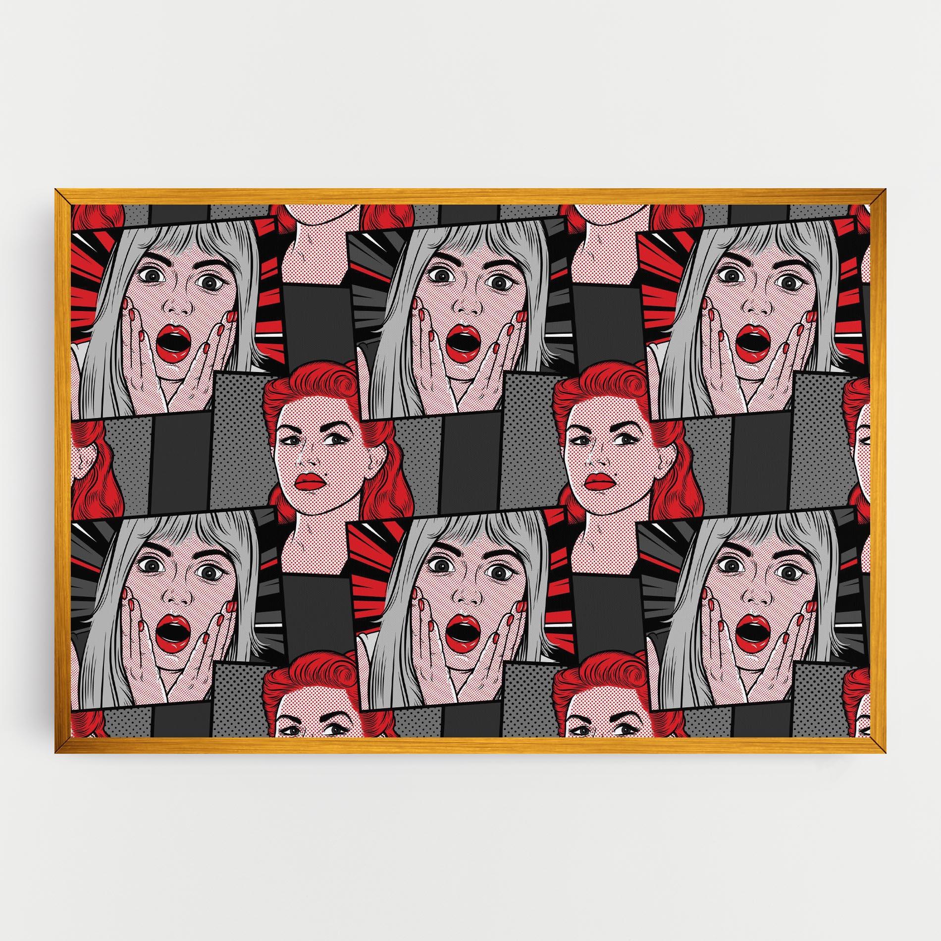 Leinwandbild Grey Red Pop Art mockup 0