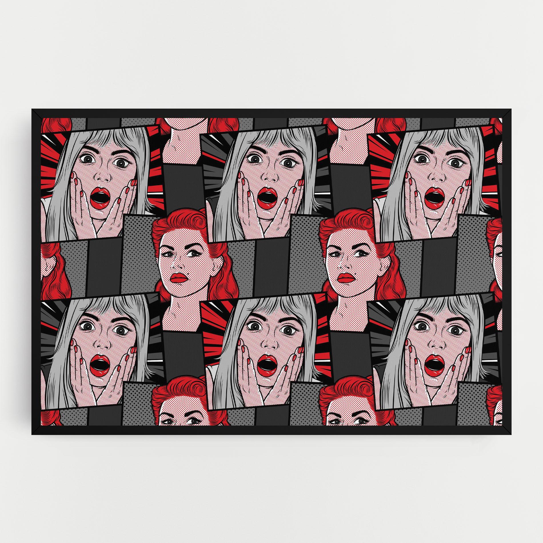 Leinwandbild Grey Red Pop Art mockup 0