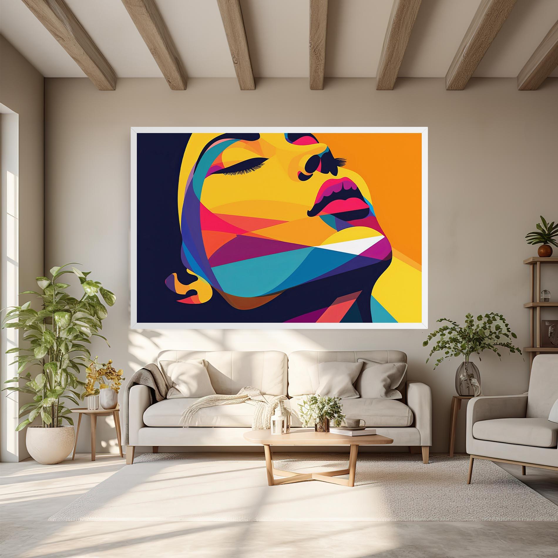 Leinwandbild Yellow Pop Face mockup 6