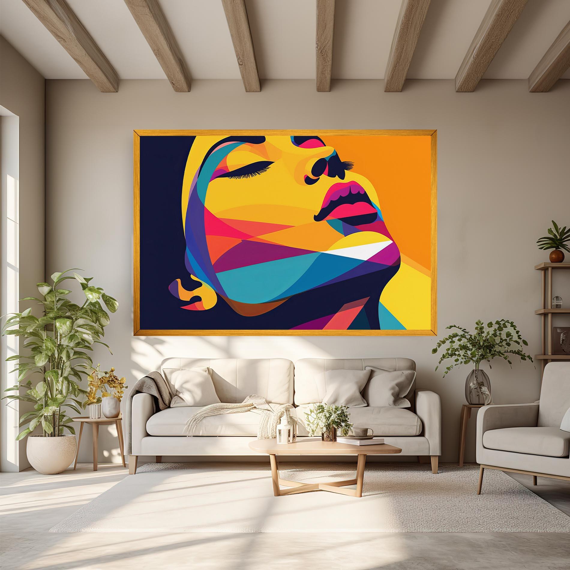 Leinwandbild Yellow Pop Face mockup 6