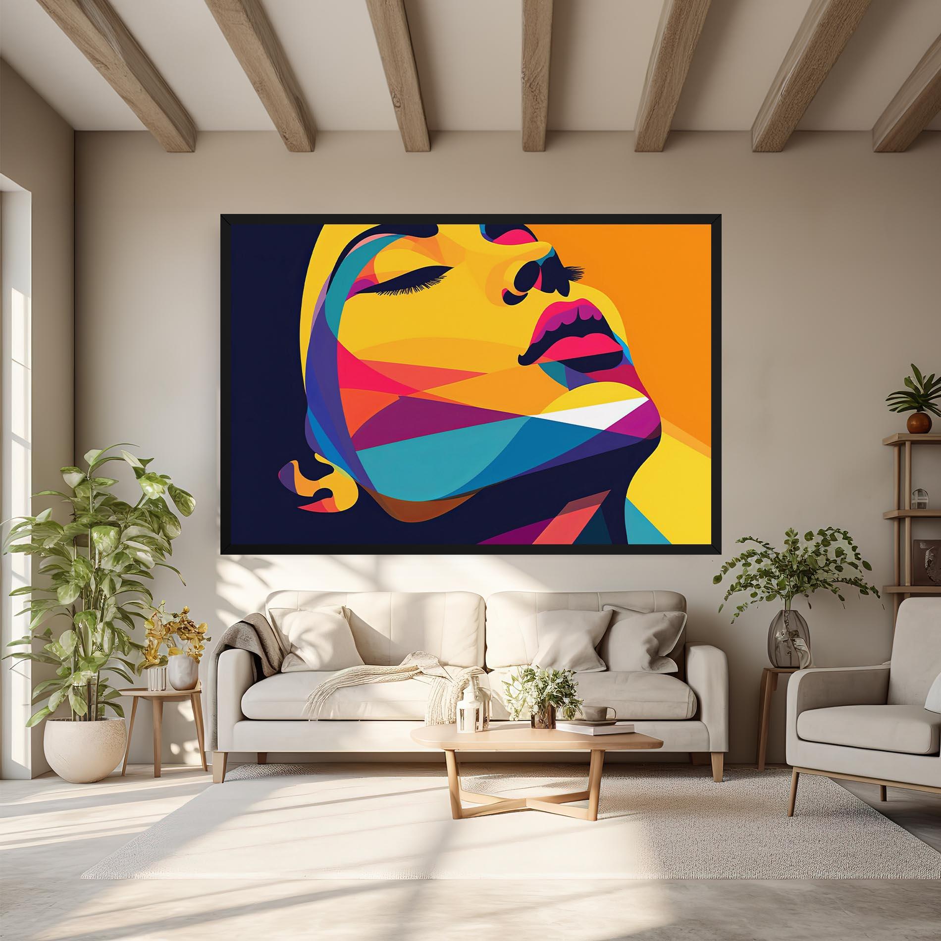 Leinwandbild Yellow Pop Face mockup 6