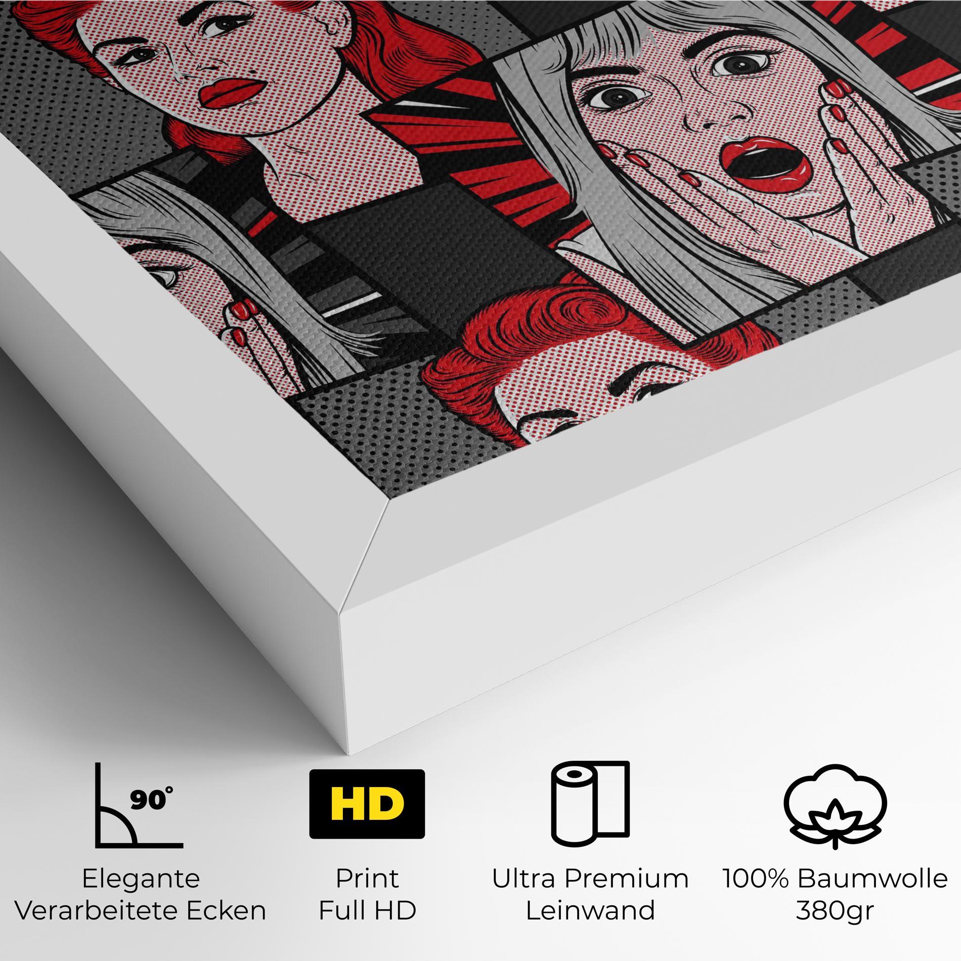 Leinwandbild Grey Red Pop Art mockup 4