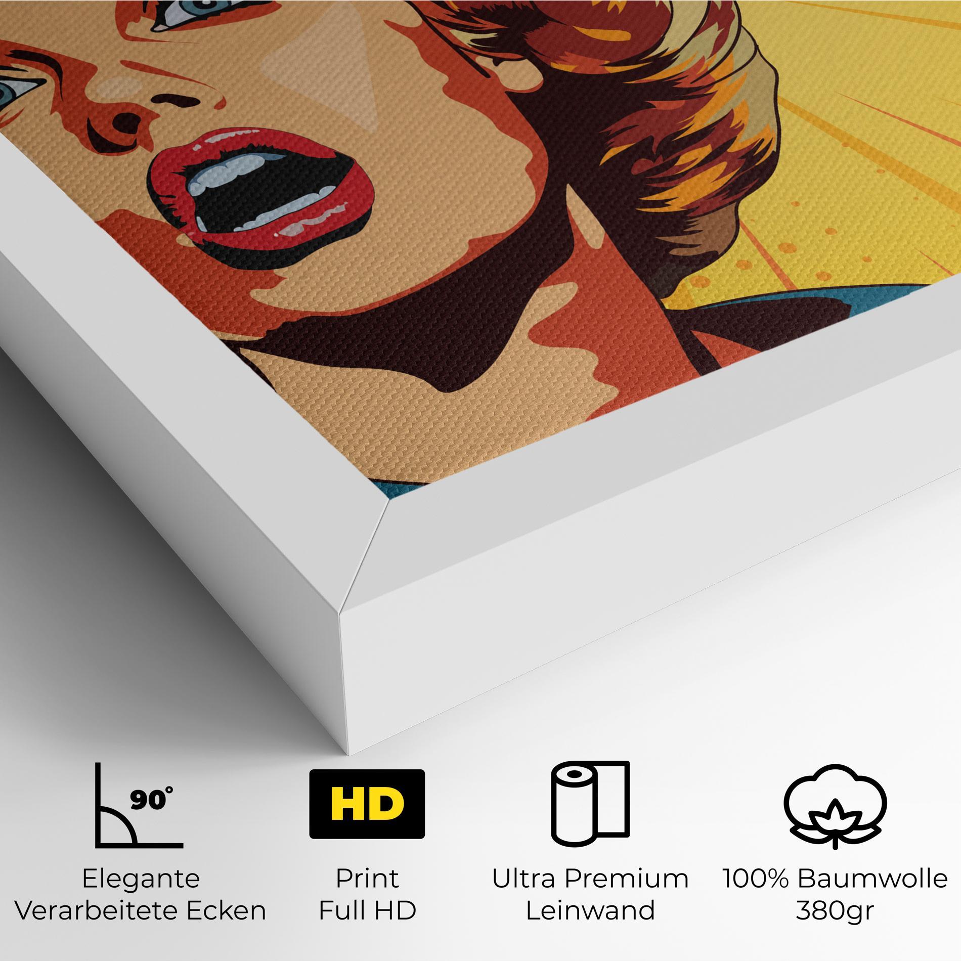 Leinwandbild Surprised Blonde Lady mockup 4