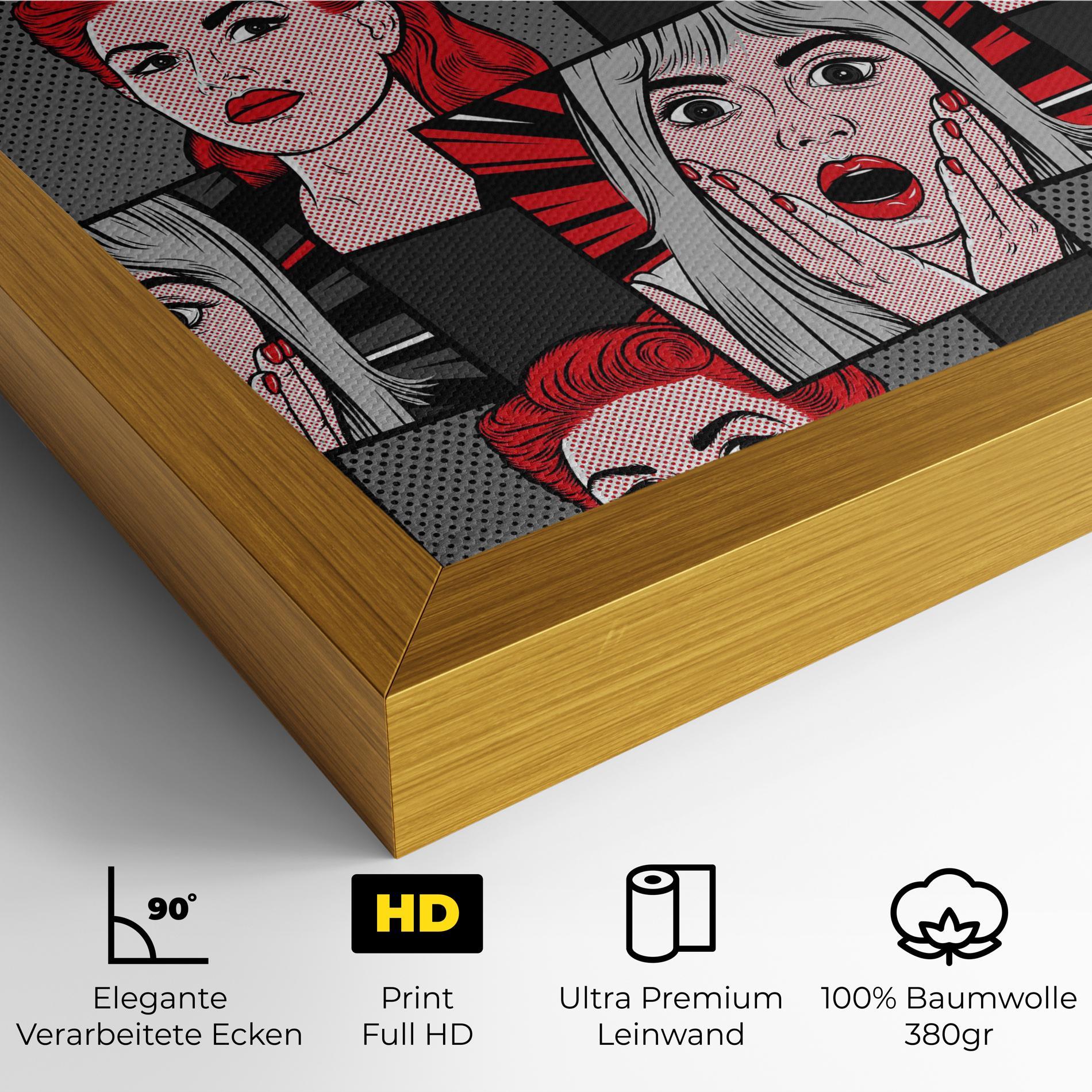 Leinwandbild Grey Red Pop Art mockup 4