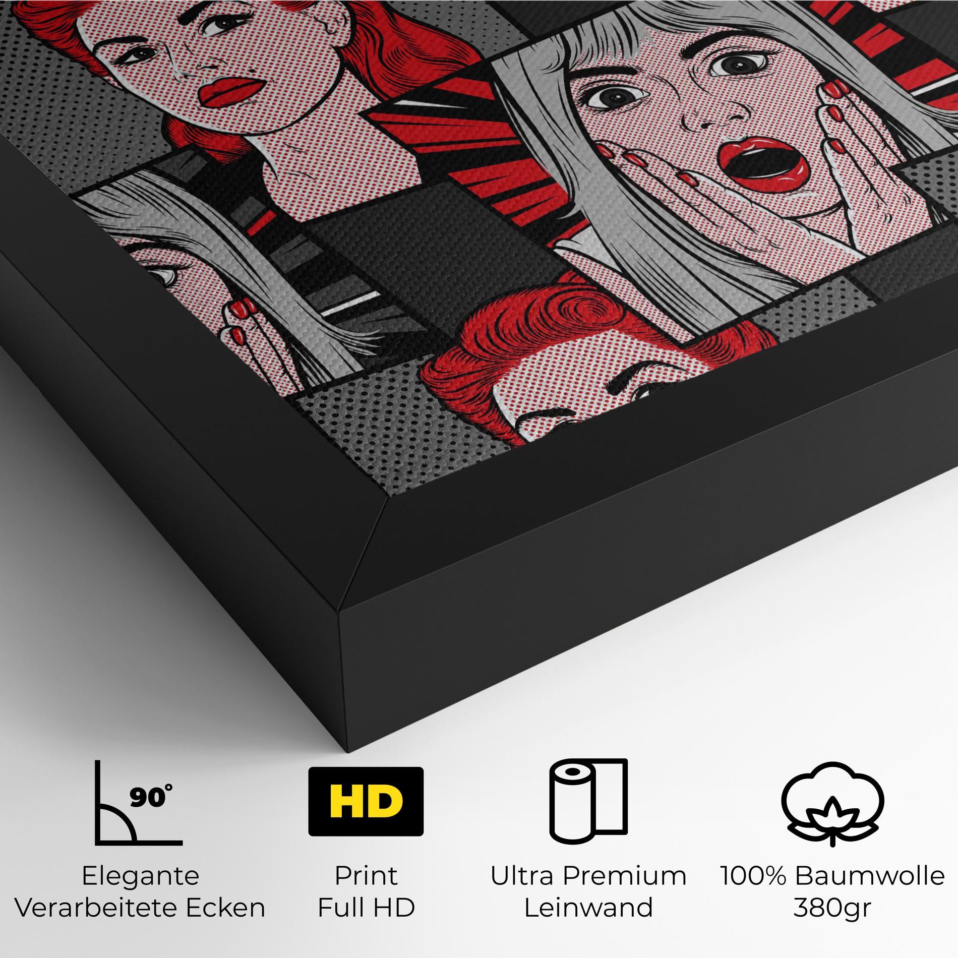 Leinwandbild Grey Red Pop Art mockup 4