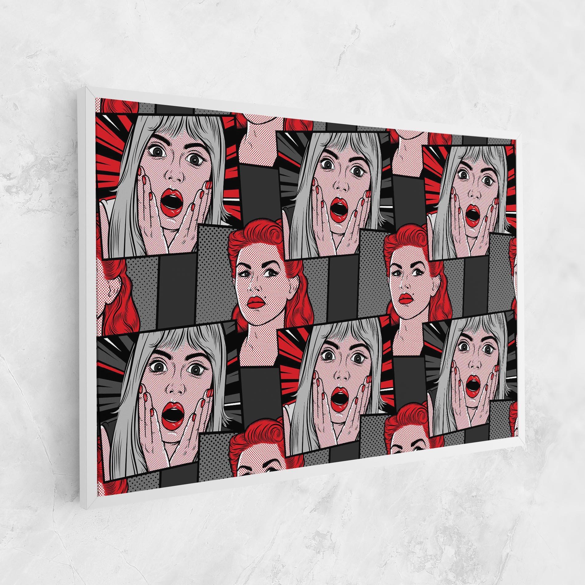 Leinwandbild Grey Red Pop Art mockup 1