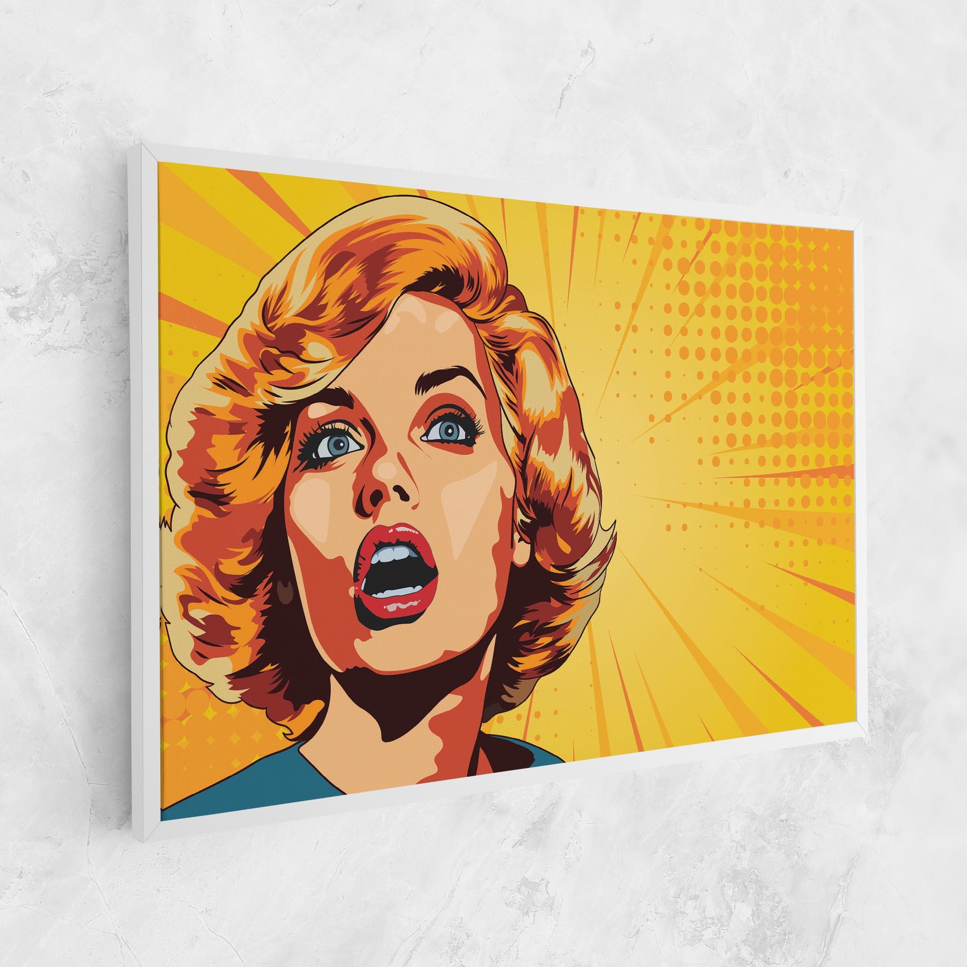 Leinwandbild Surprised Blonde Lady mockup 1