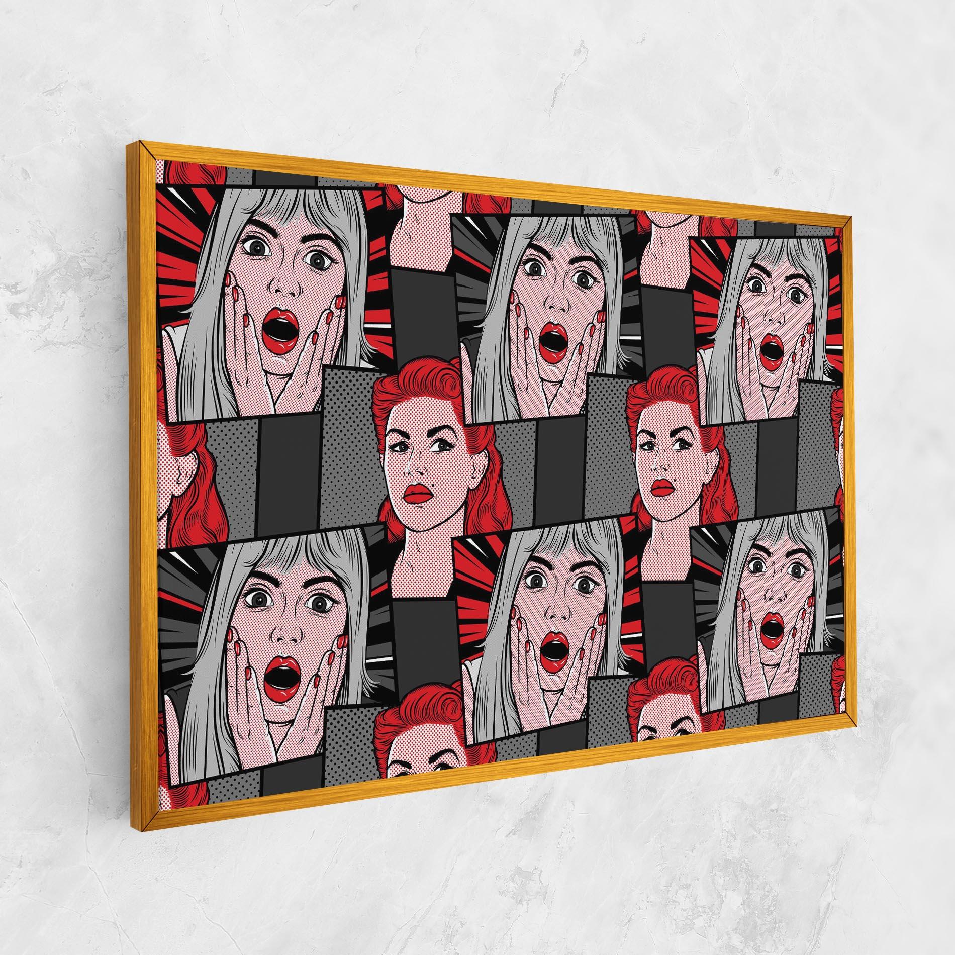 Leinwandbild Grey Red Pop Art mockup 1