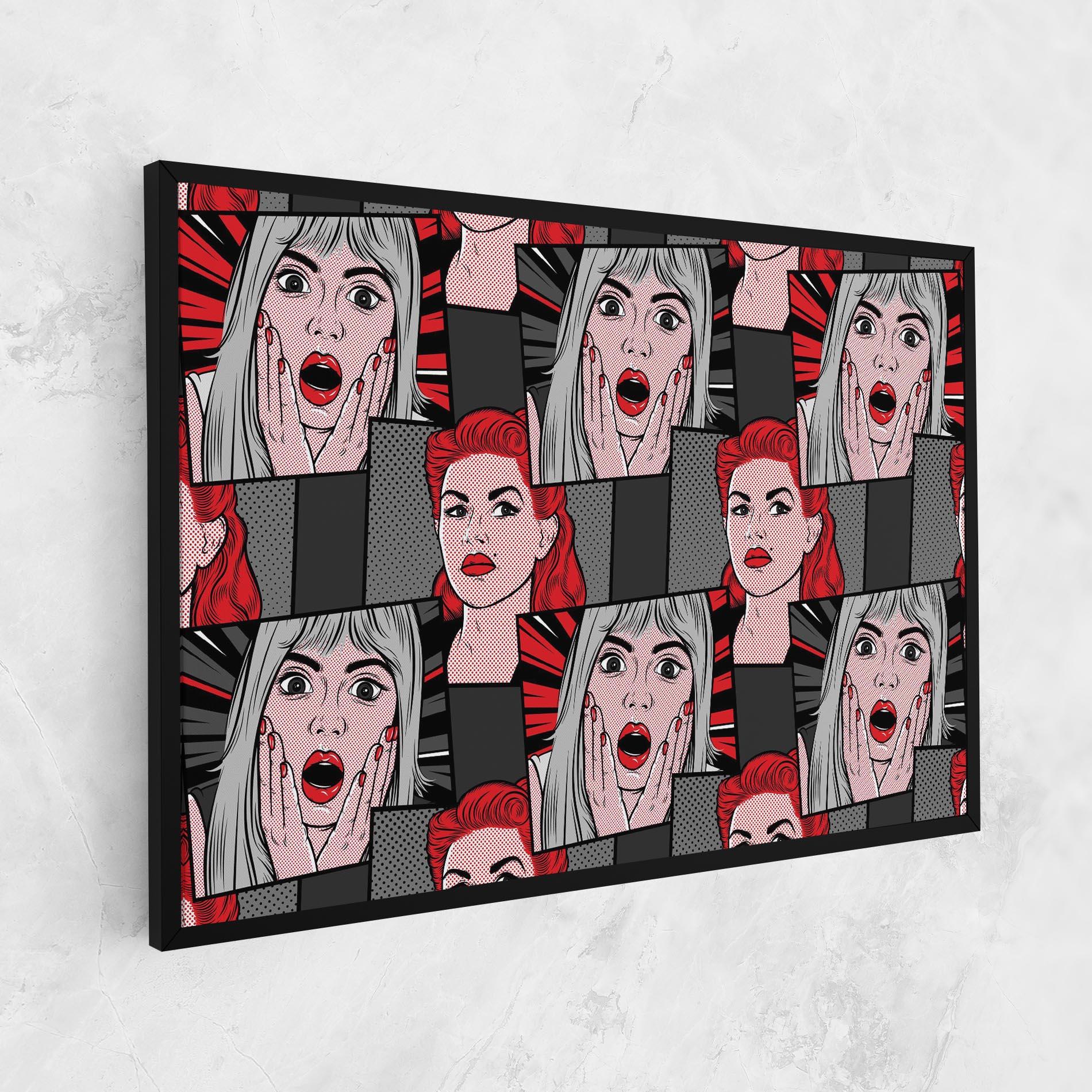 Leinwandbild Grey Red Pop Art mockup 1