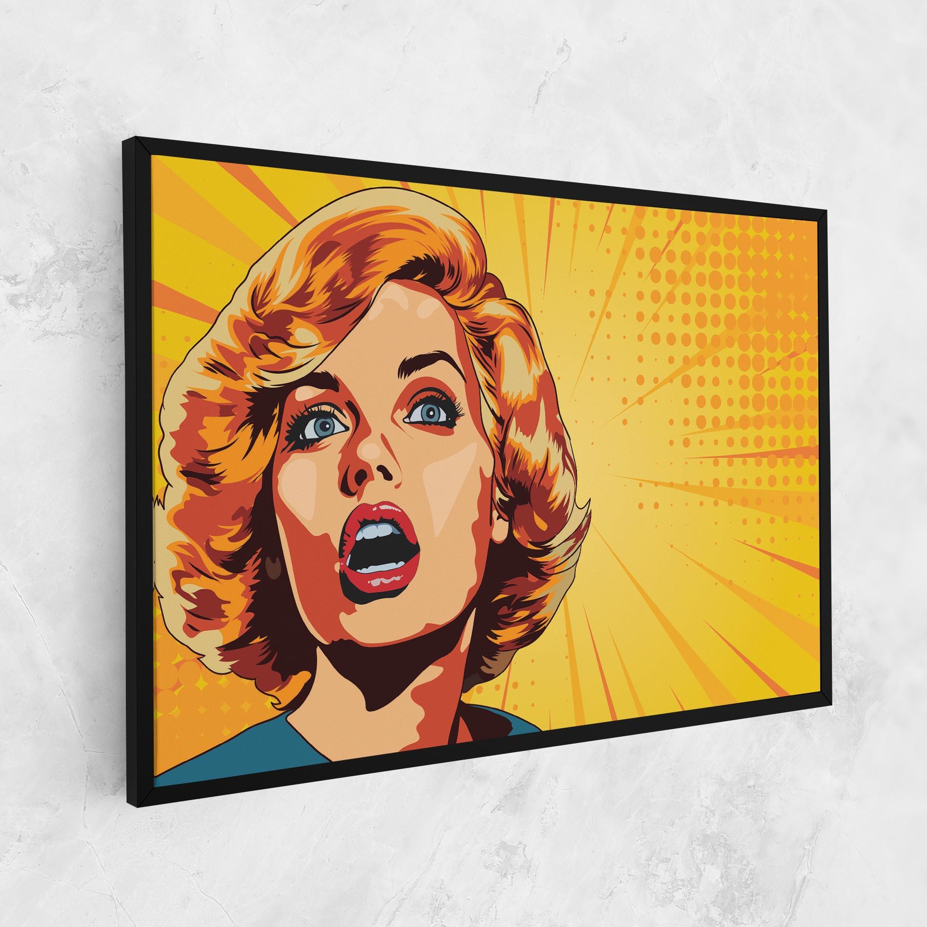 Leinwandbild Surprised Blonde Lady mockup 1