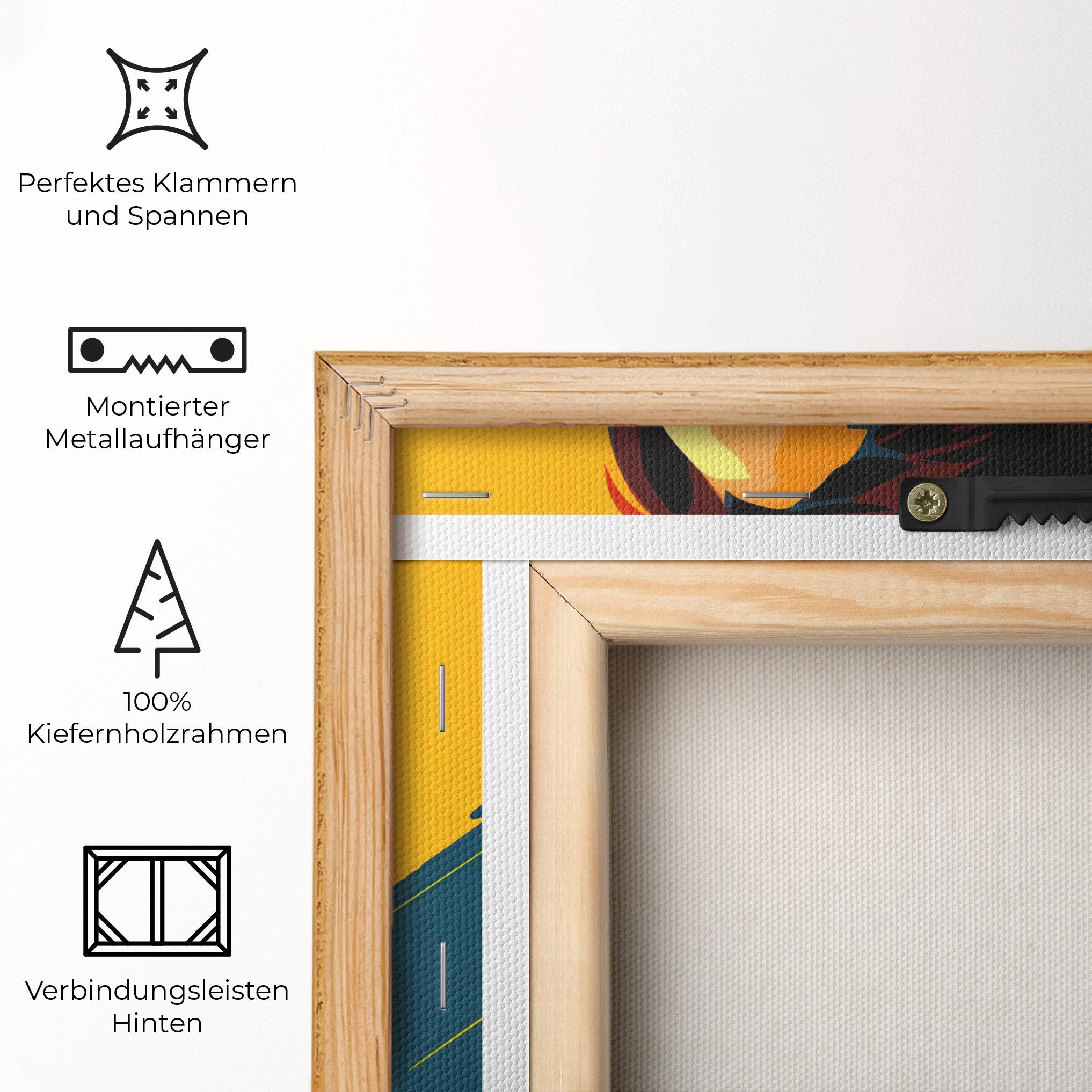 Leinwandbild Blue Yellow Pop Art mockup 5