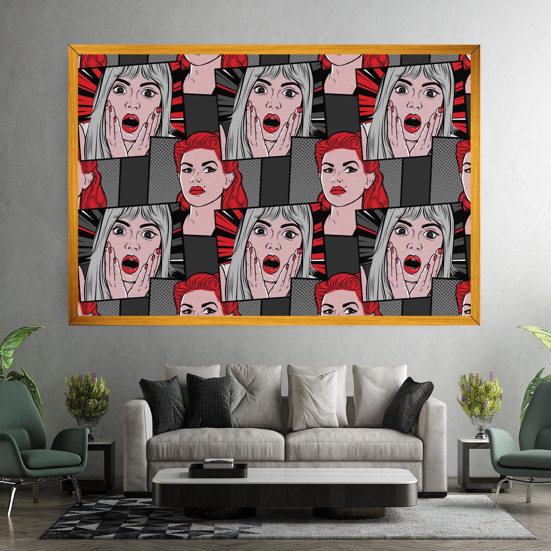 Leinwandbild Grey Red Pop Art mockup 7