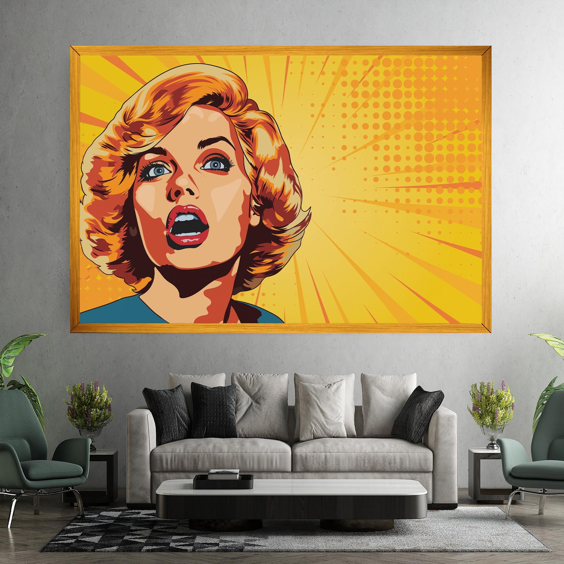 Leinwandbild Surprised Blonde Lady mockup 7