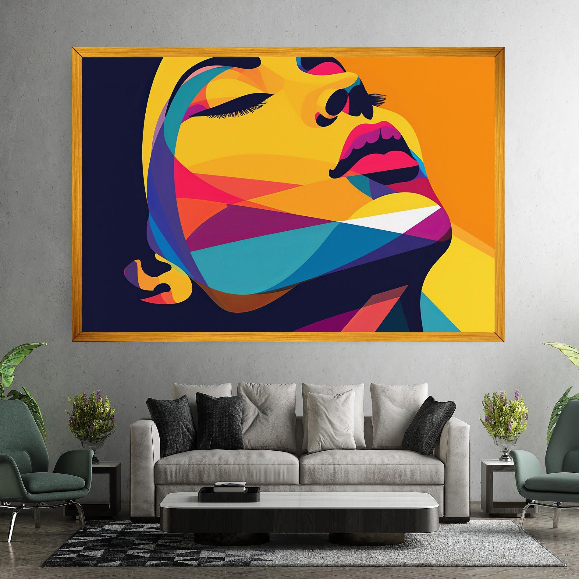 Leinwandbild Yellow Pop Face mockup 7